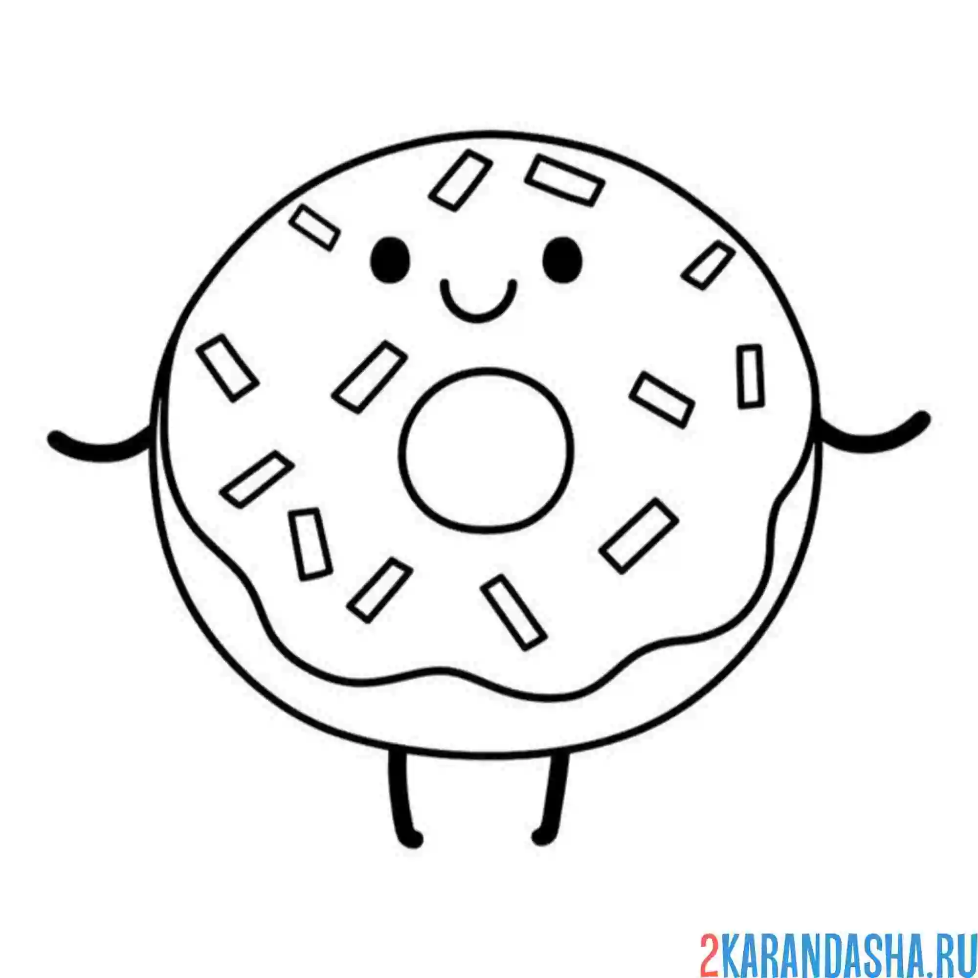 Раскраска кавайи пончик