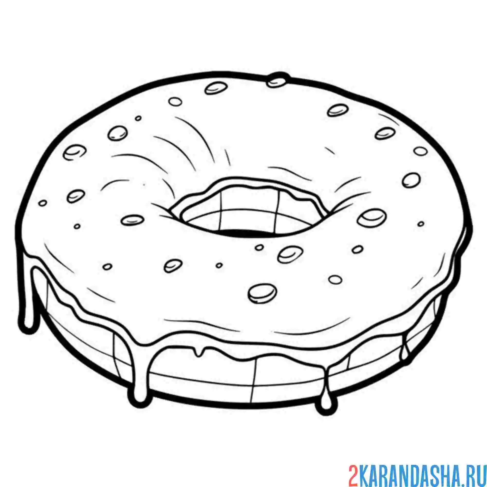 Раскраска пончик политый