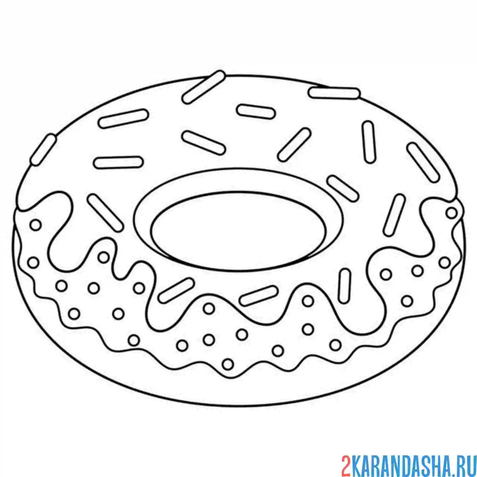 Раскраска пончик с длинной посыпкой