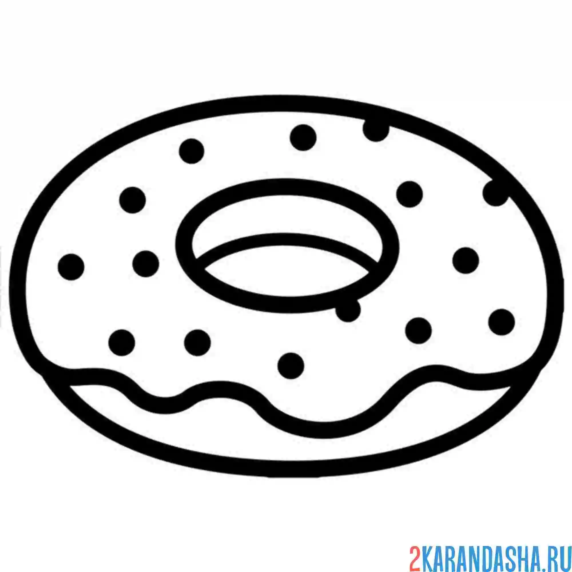 Раскраска пончик с посыпкой