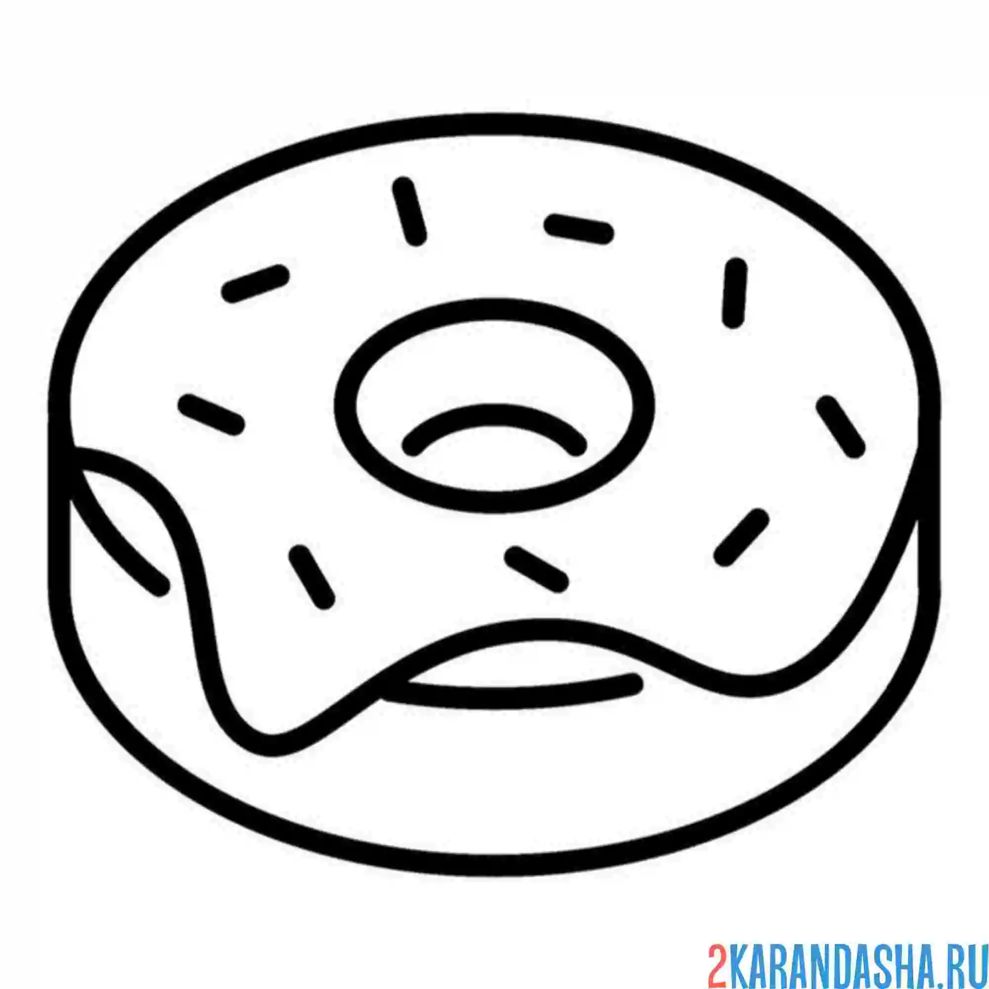 Раскраска пончик с начинкой