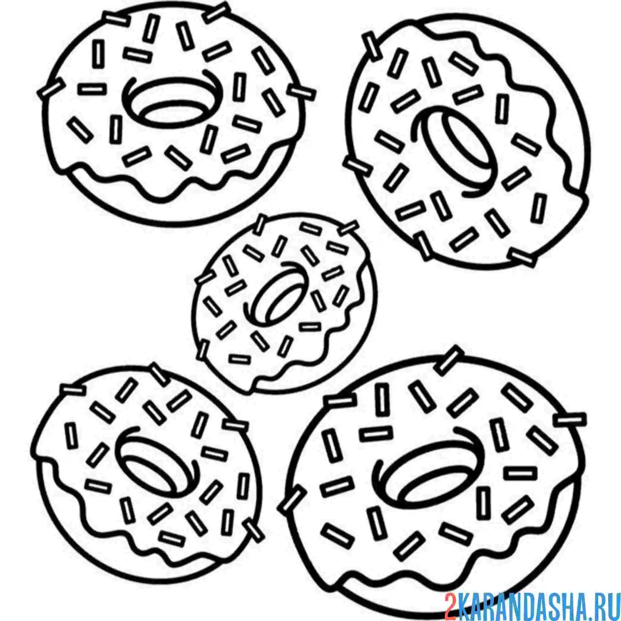 Раскраска пять пончиков