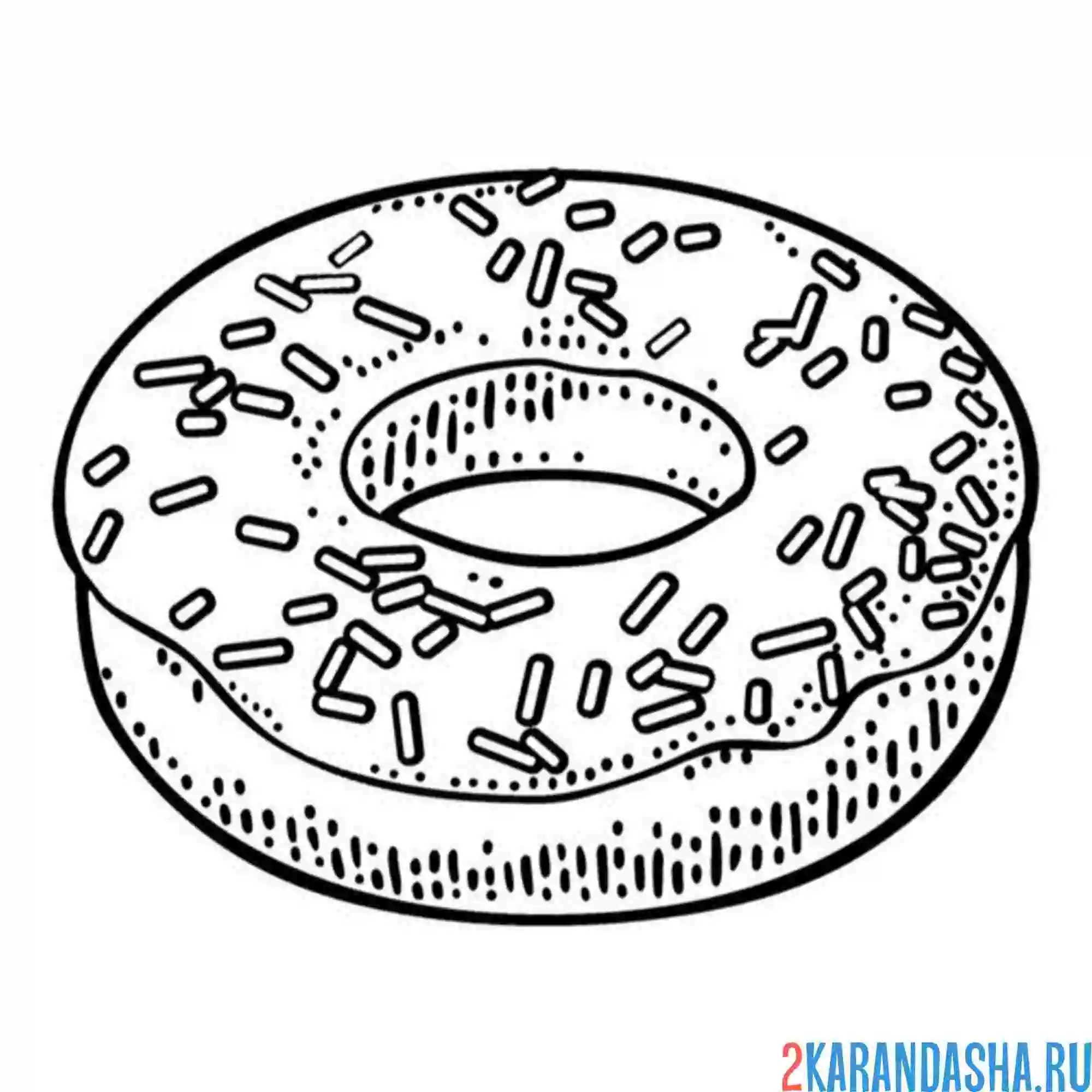 Раскраска пончик и посыпка