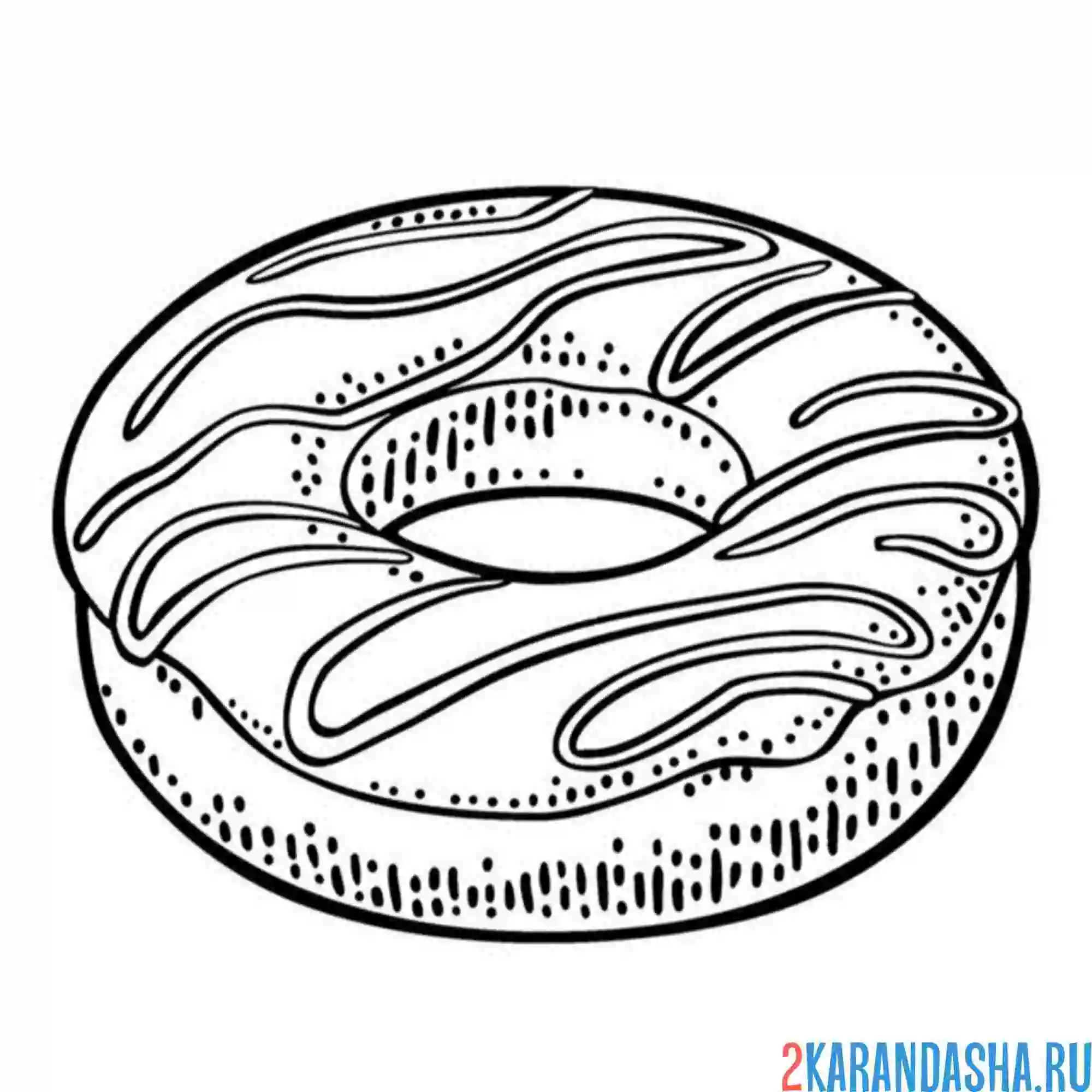 Раскраска пончик и крем