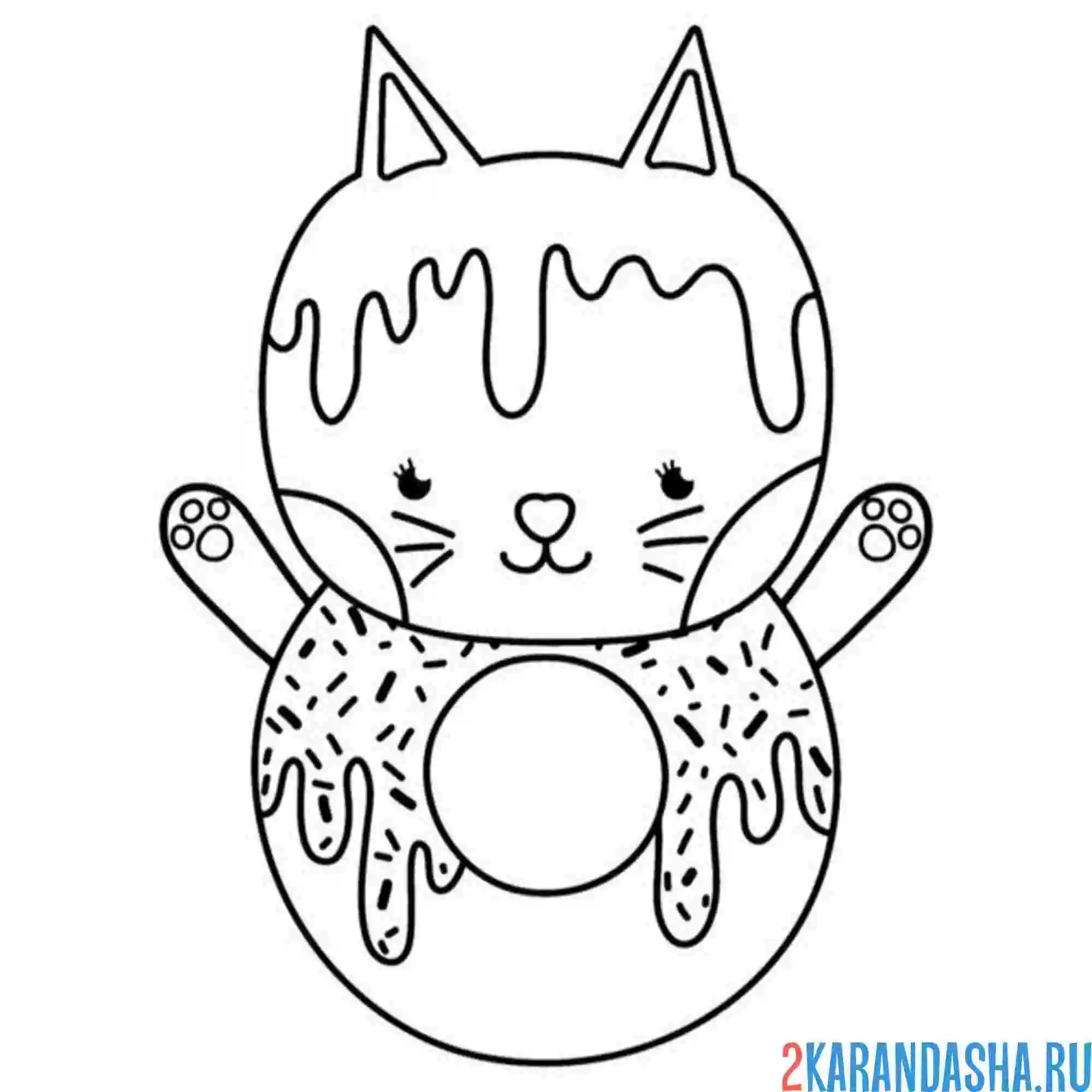 Раскраска котик-пончик
