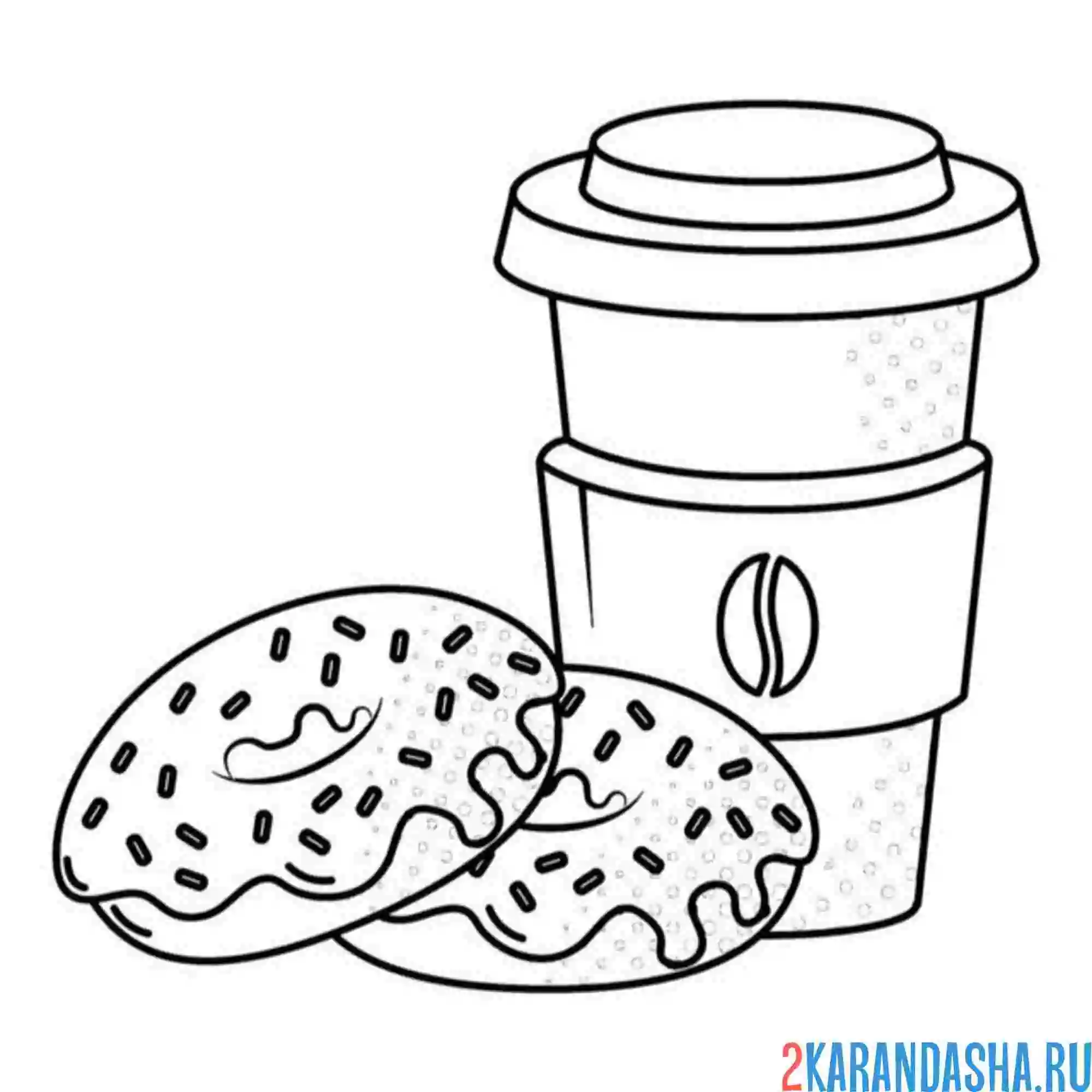 Раскраска капучино и пончики