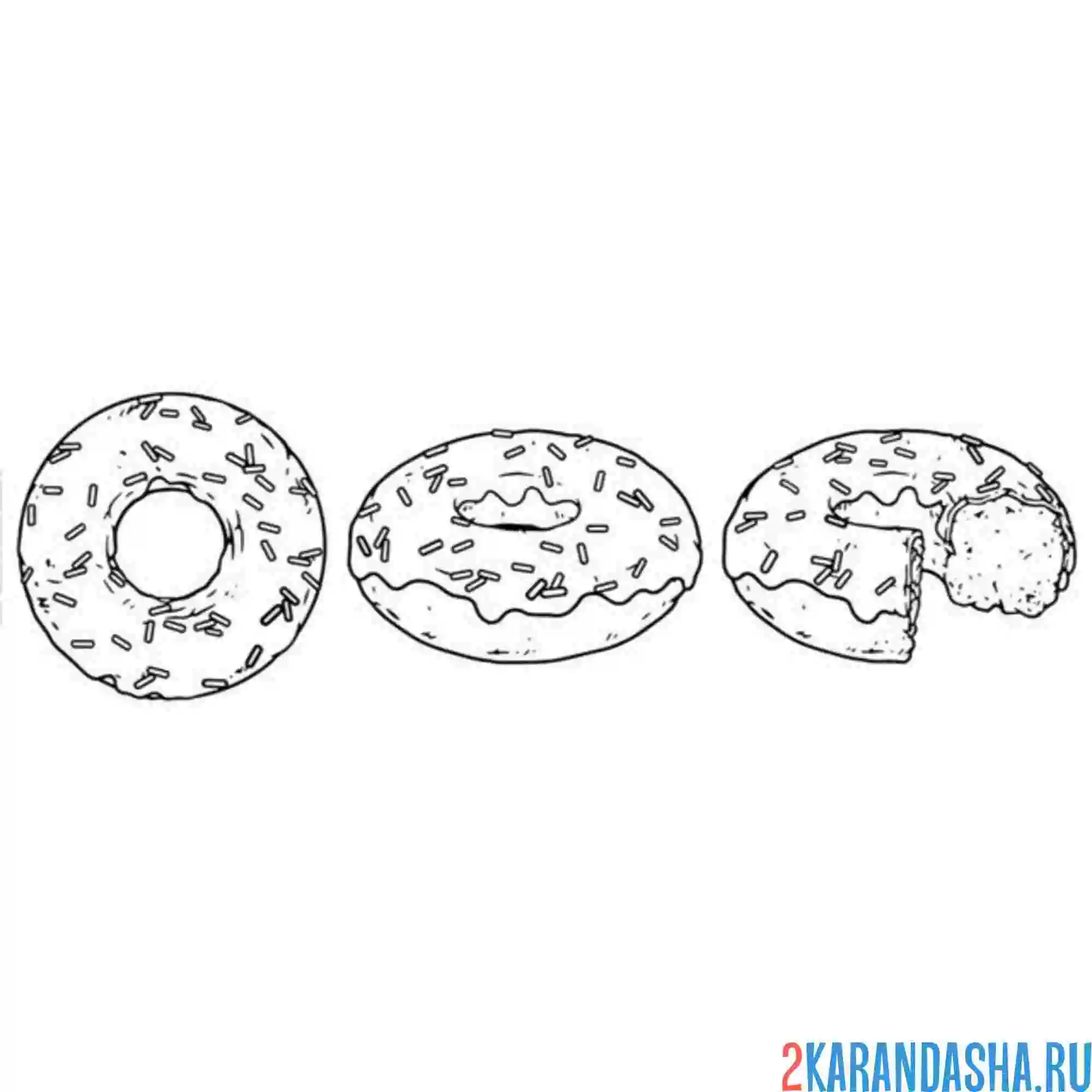 Раскраска три вида пончика