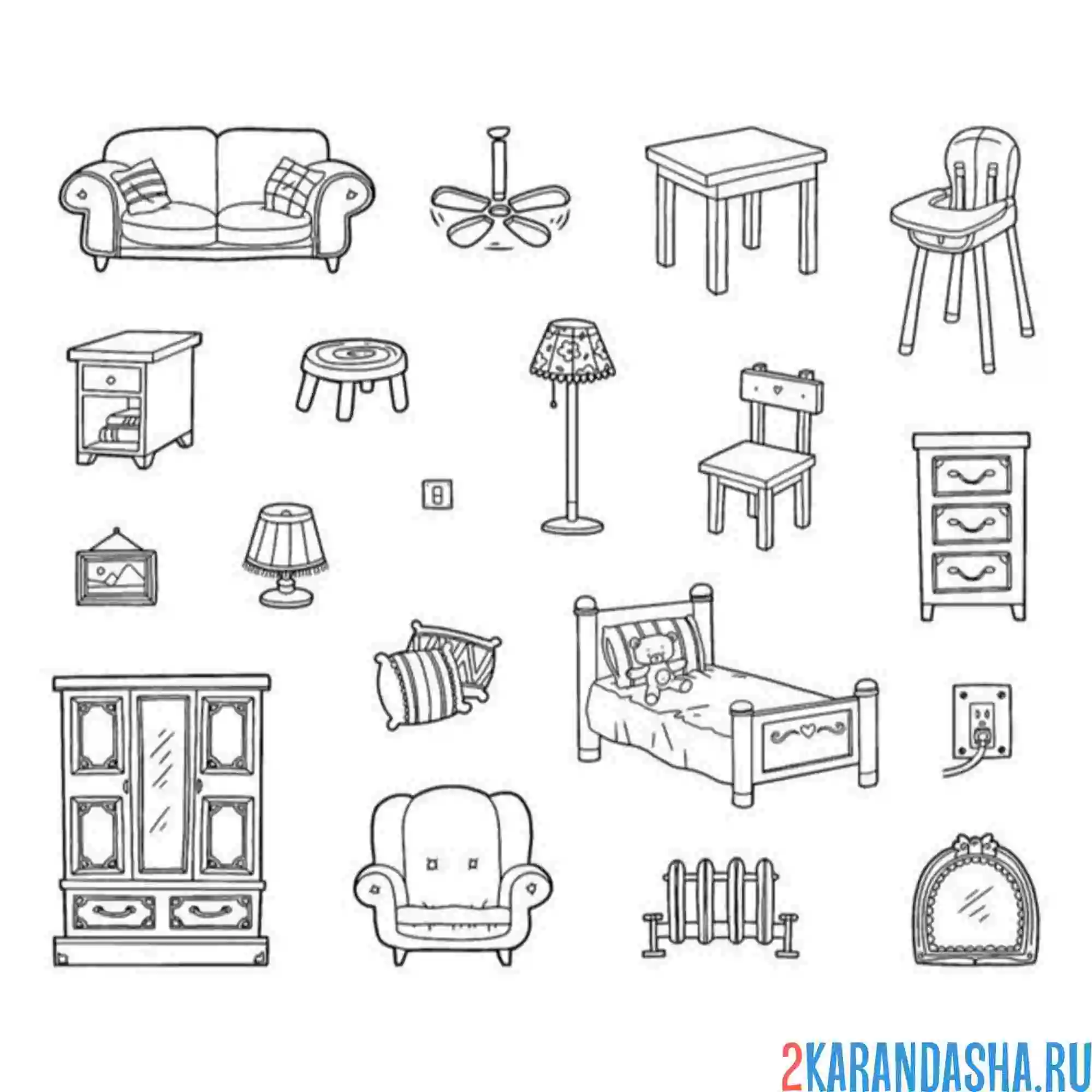 Раскраска мебель для квартиры