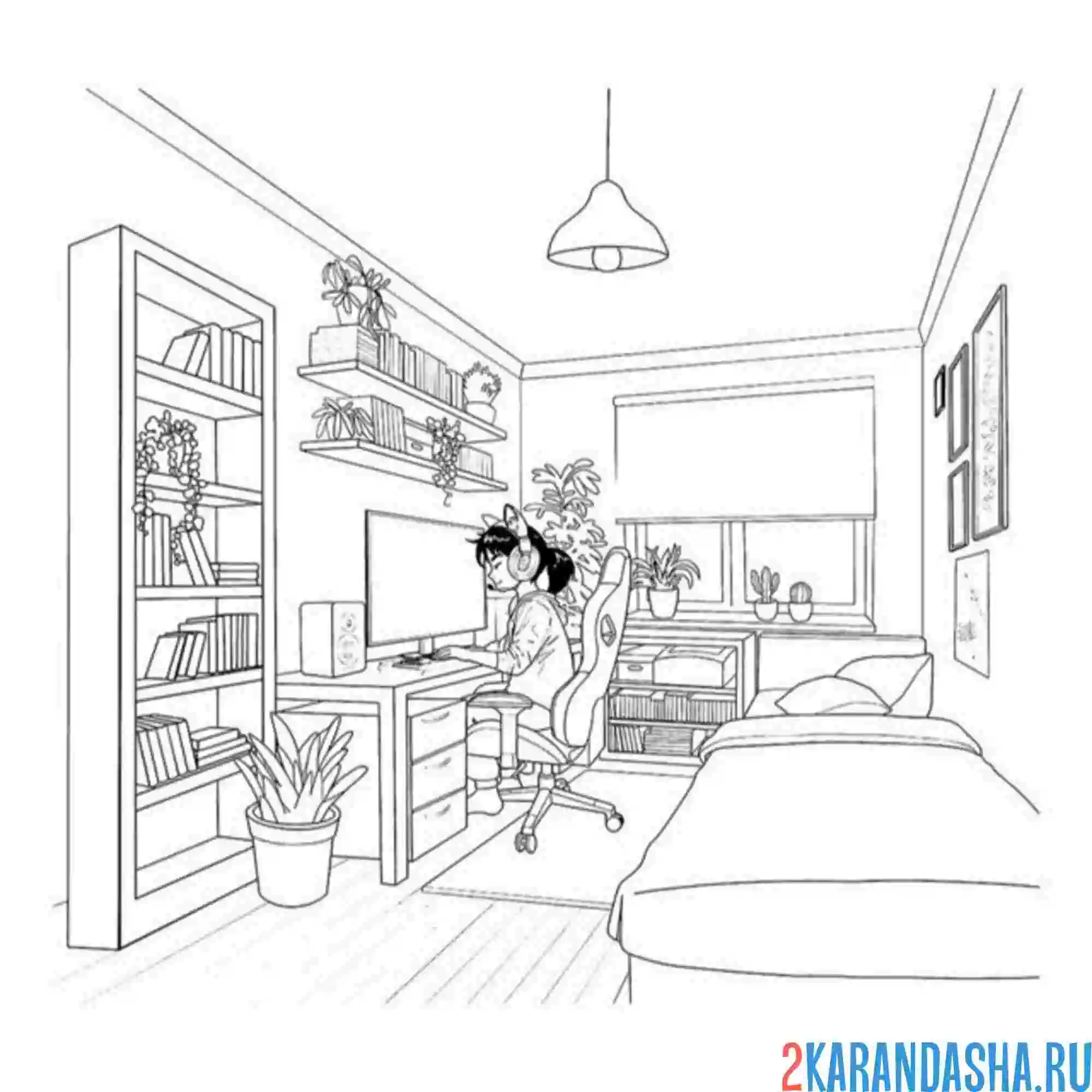 Раскраска подростковая комната