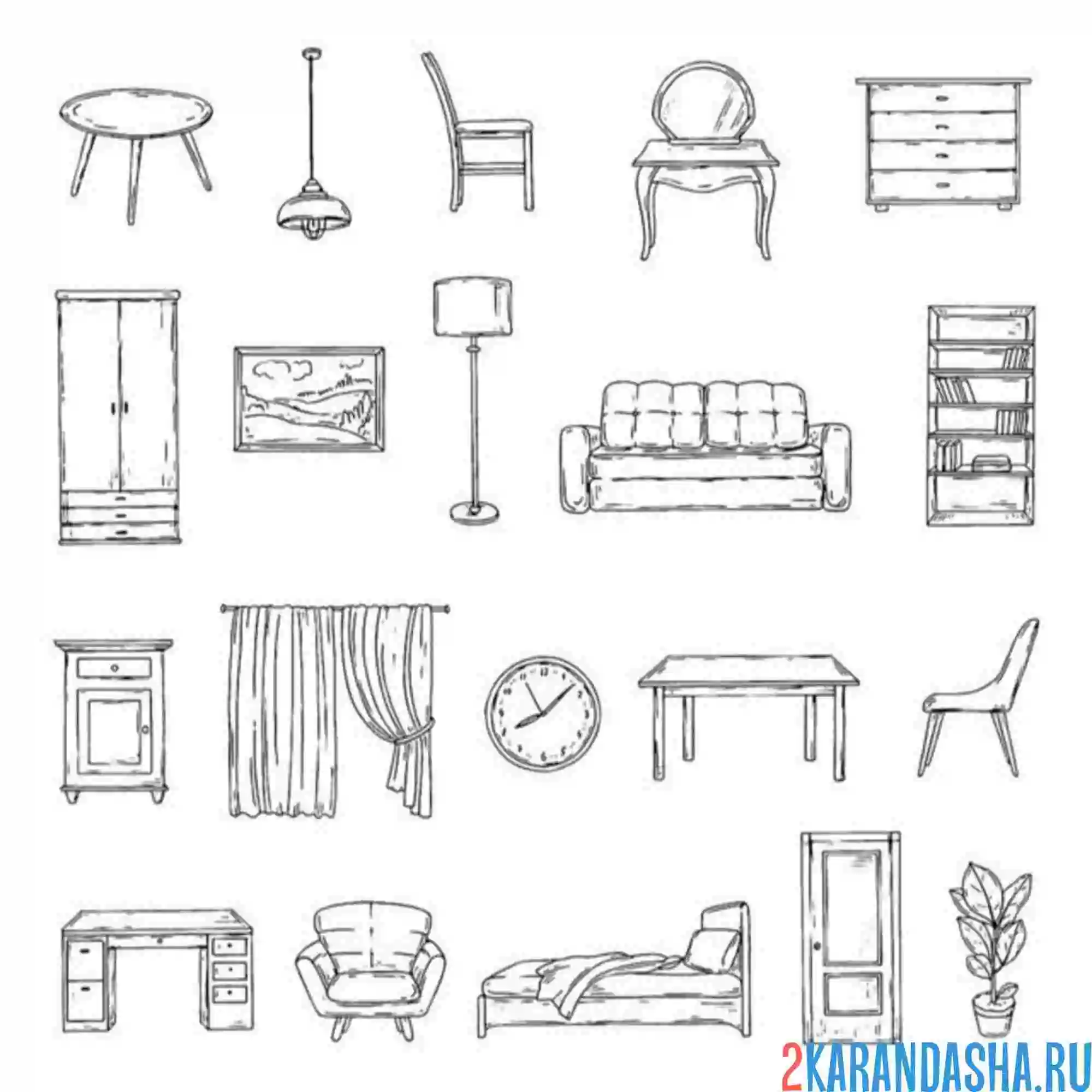Раскраска вырезать мебель
