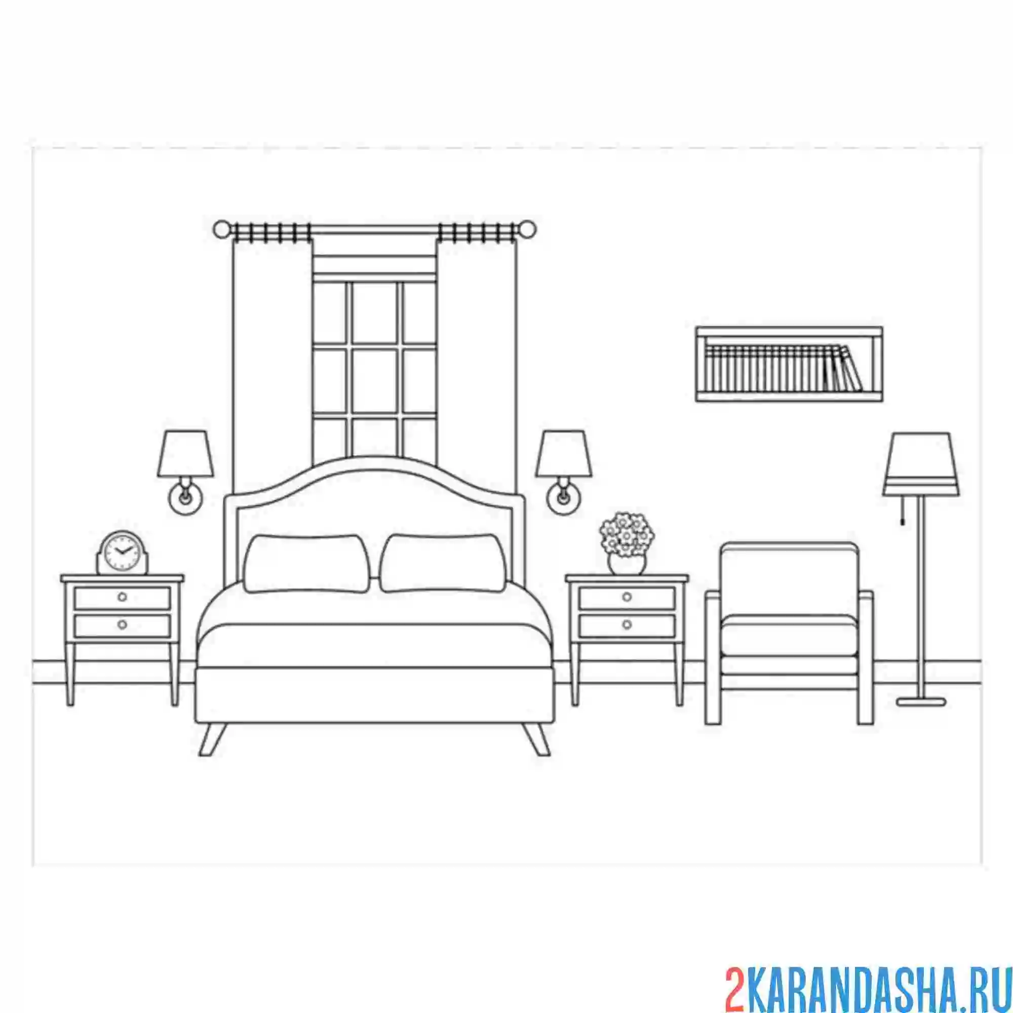 Раскраска мебель для спальни