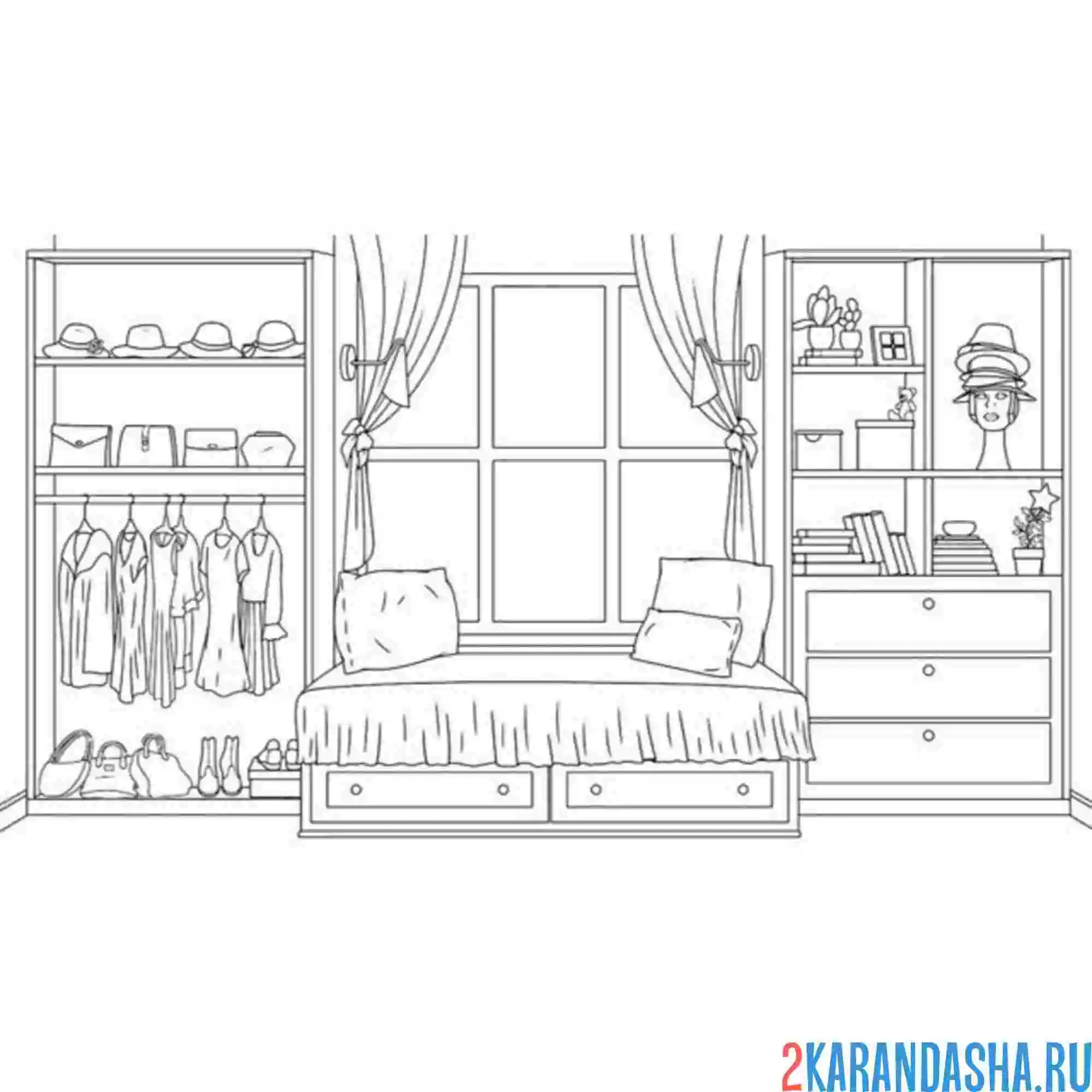 Раскраска мебель в гардеробной