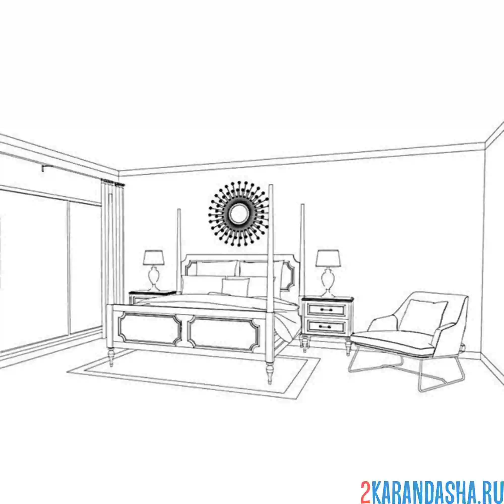 Раскраска мебель из спальни