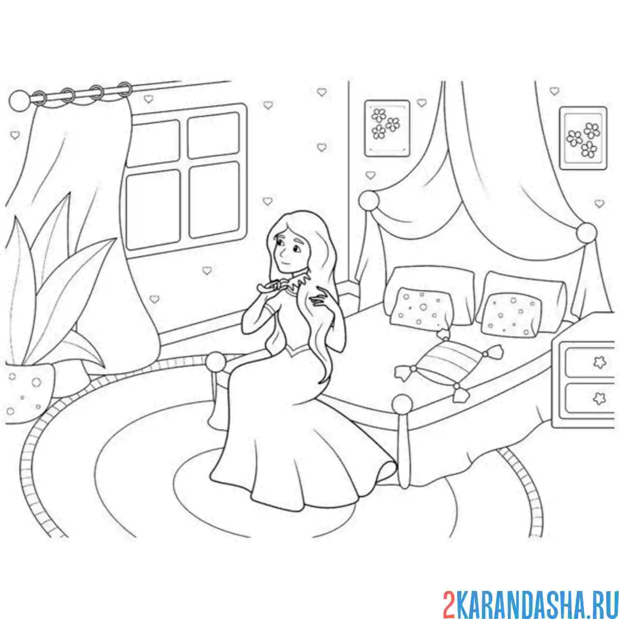 Раскраска комната девочки