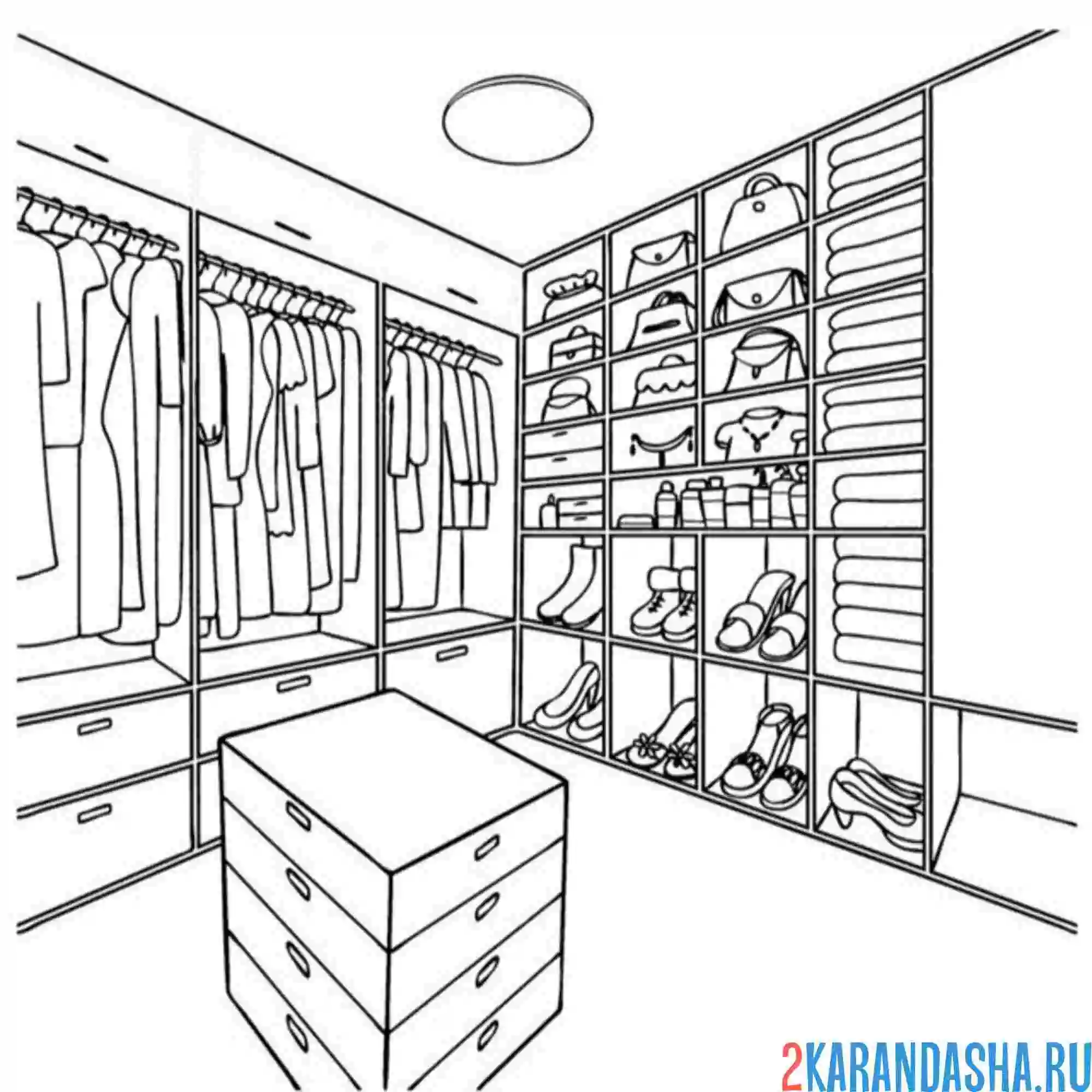 Раскраска гардеробная комната