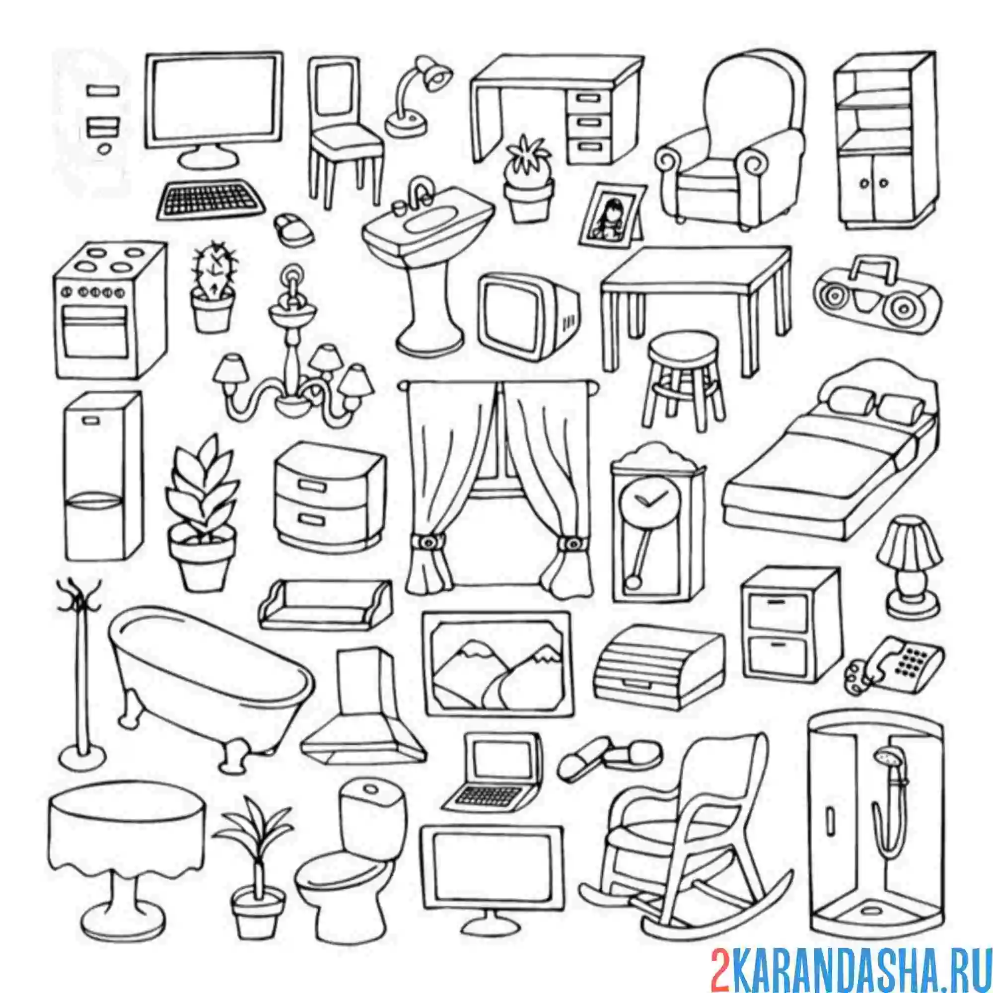 Раскраска мебель и атрибутика