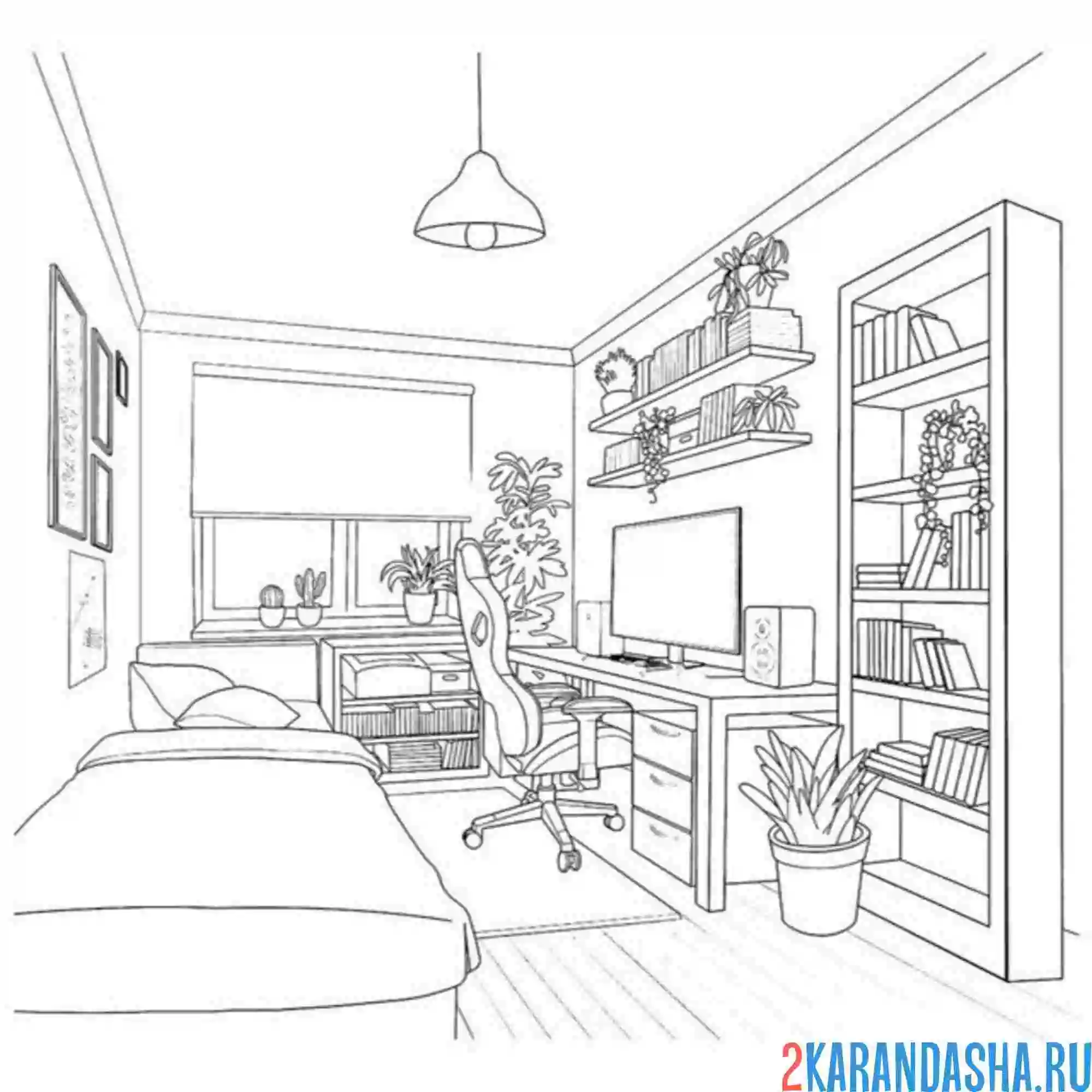 Раскраска современная детская комната