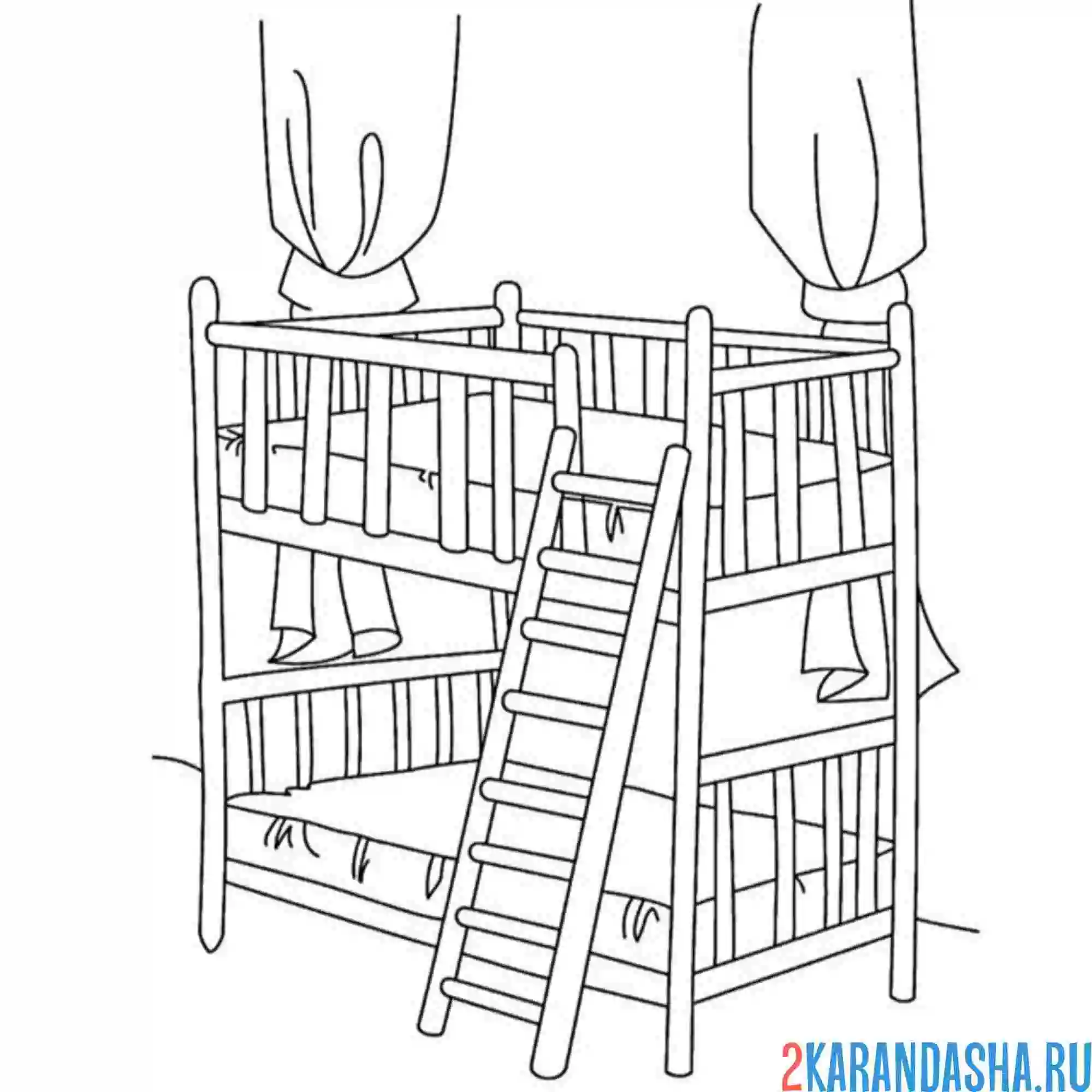 Раскраска двухъярусная кровать