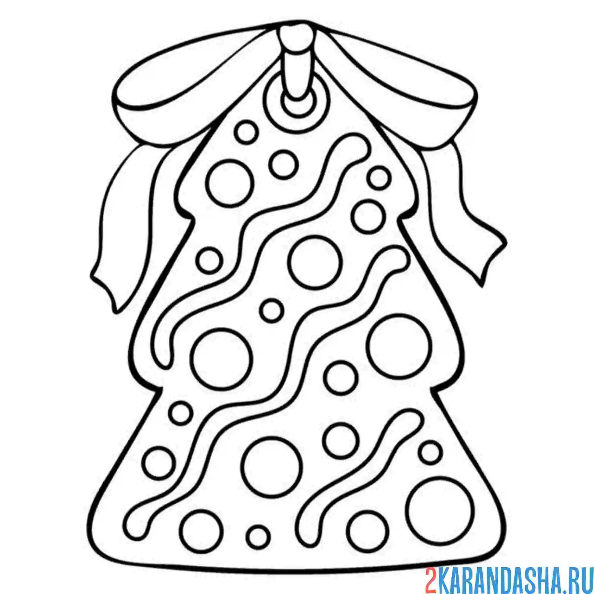 Раскраска пряник новогодняя елка