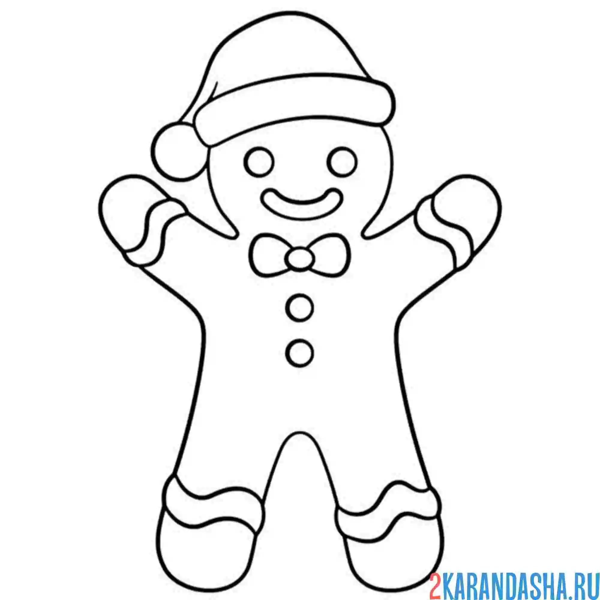 Раскраска пряничный человечек в шапке