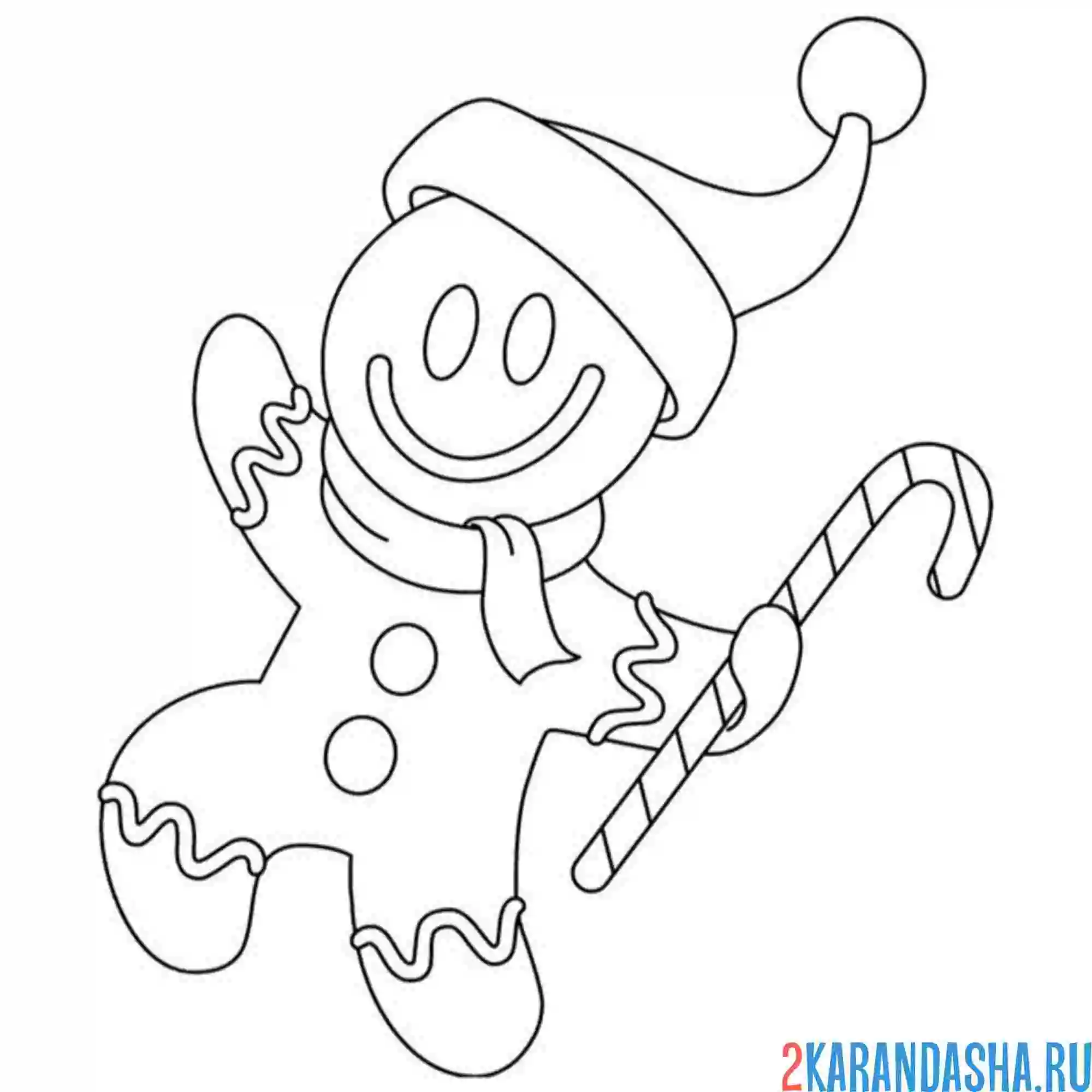 Раскраска новогодний имбирный пряник