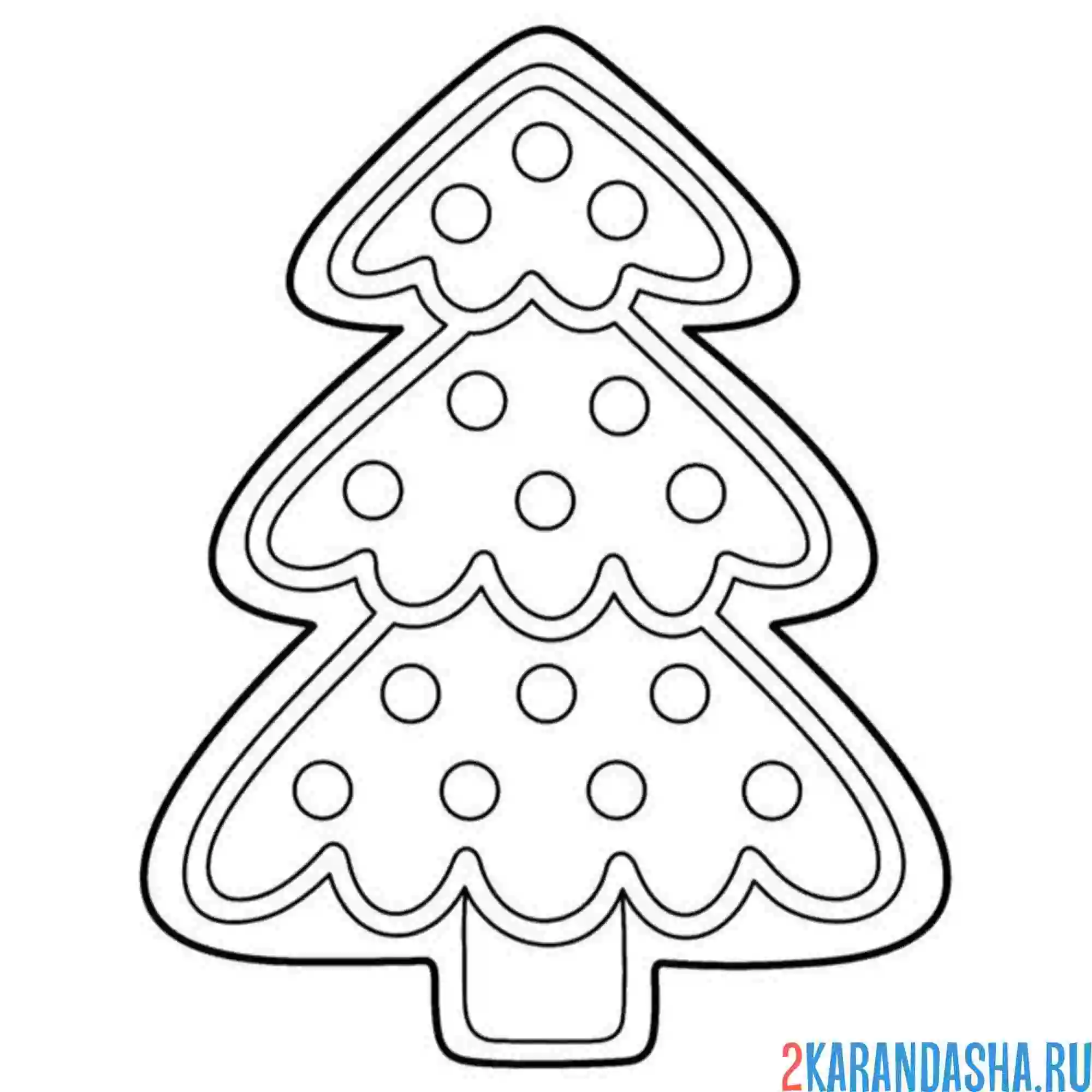 Раскраска елочка новогодняя пряник