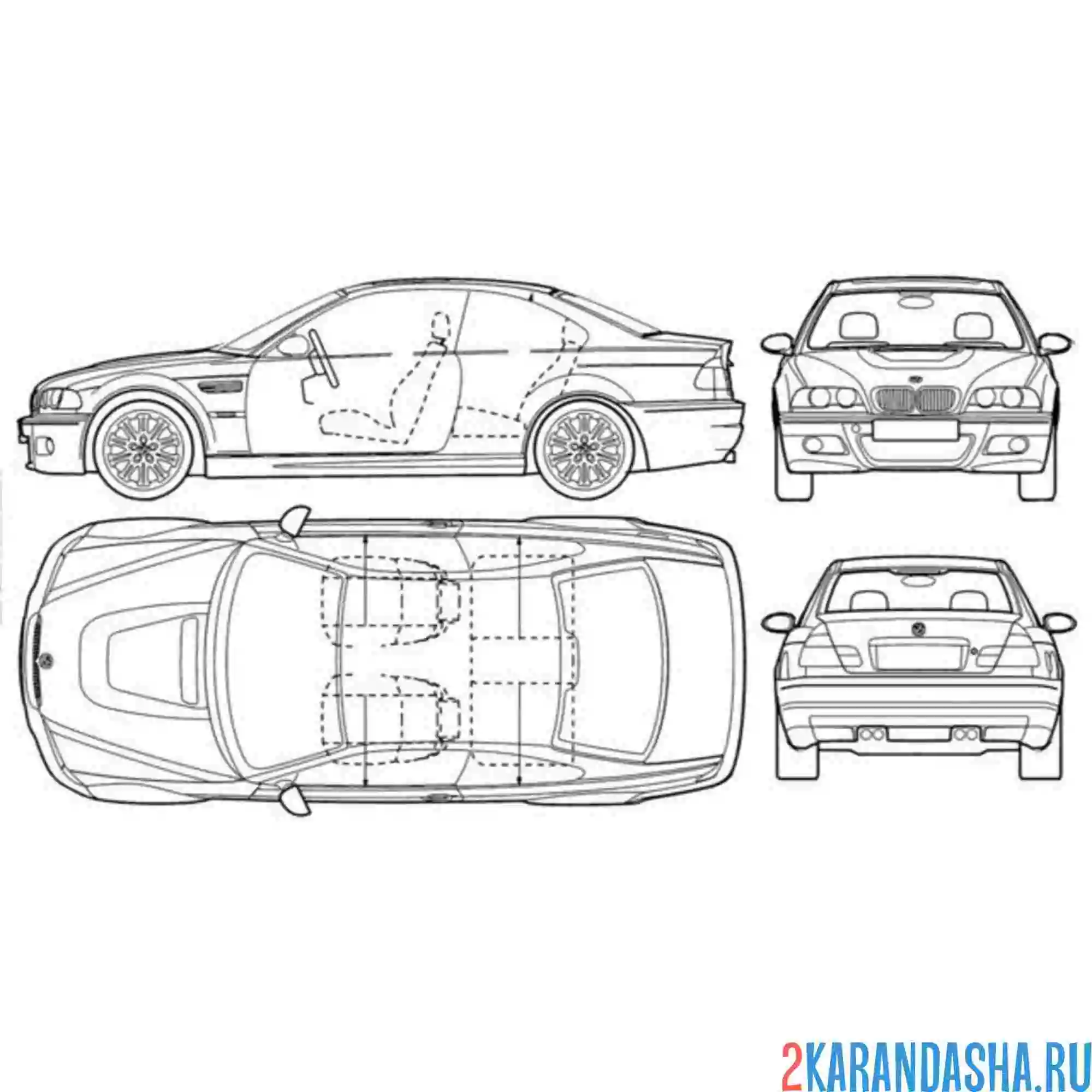 Раскраска бмв в разрезе