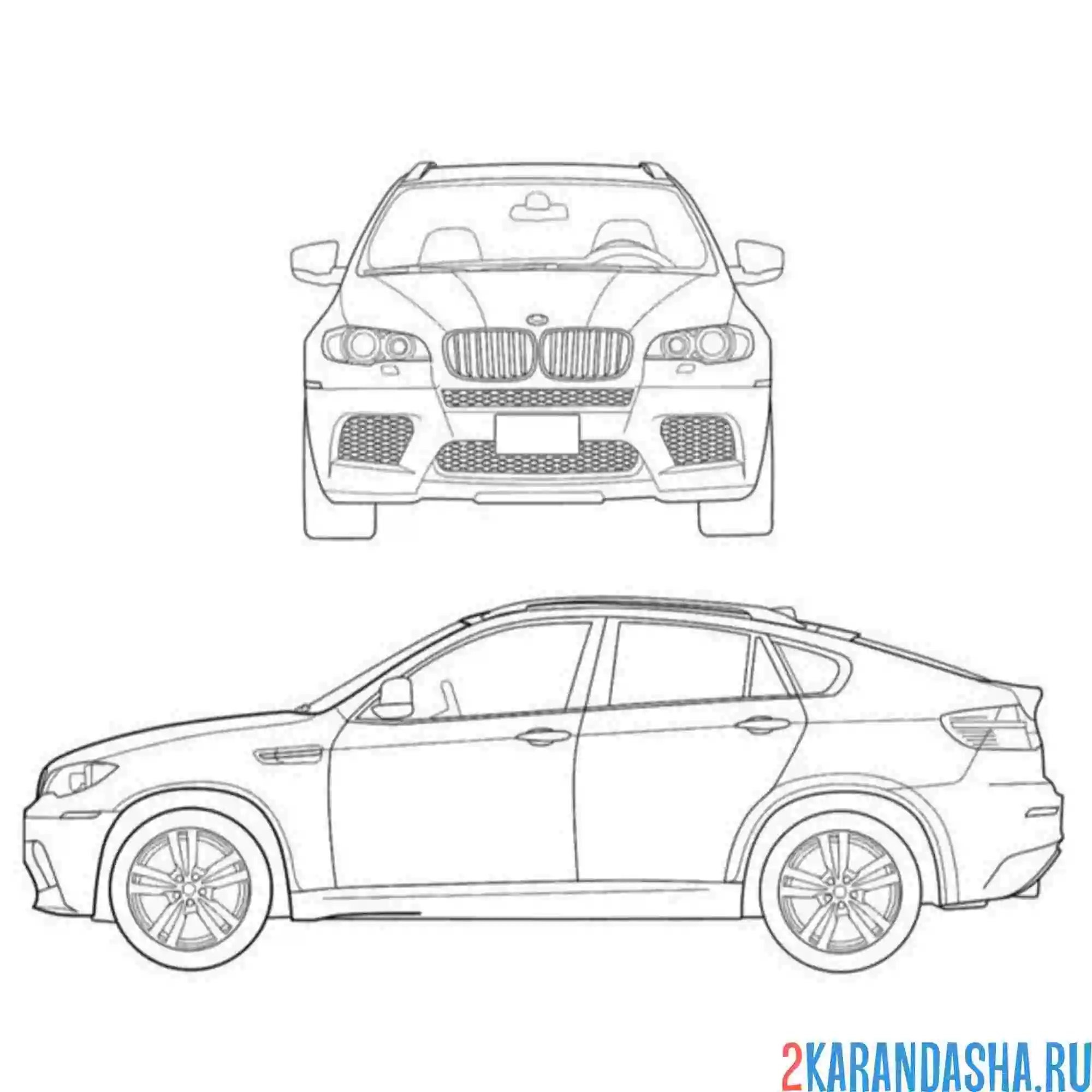 Раскраска бмв х6 сбоку и спереди