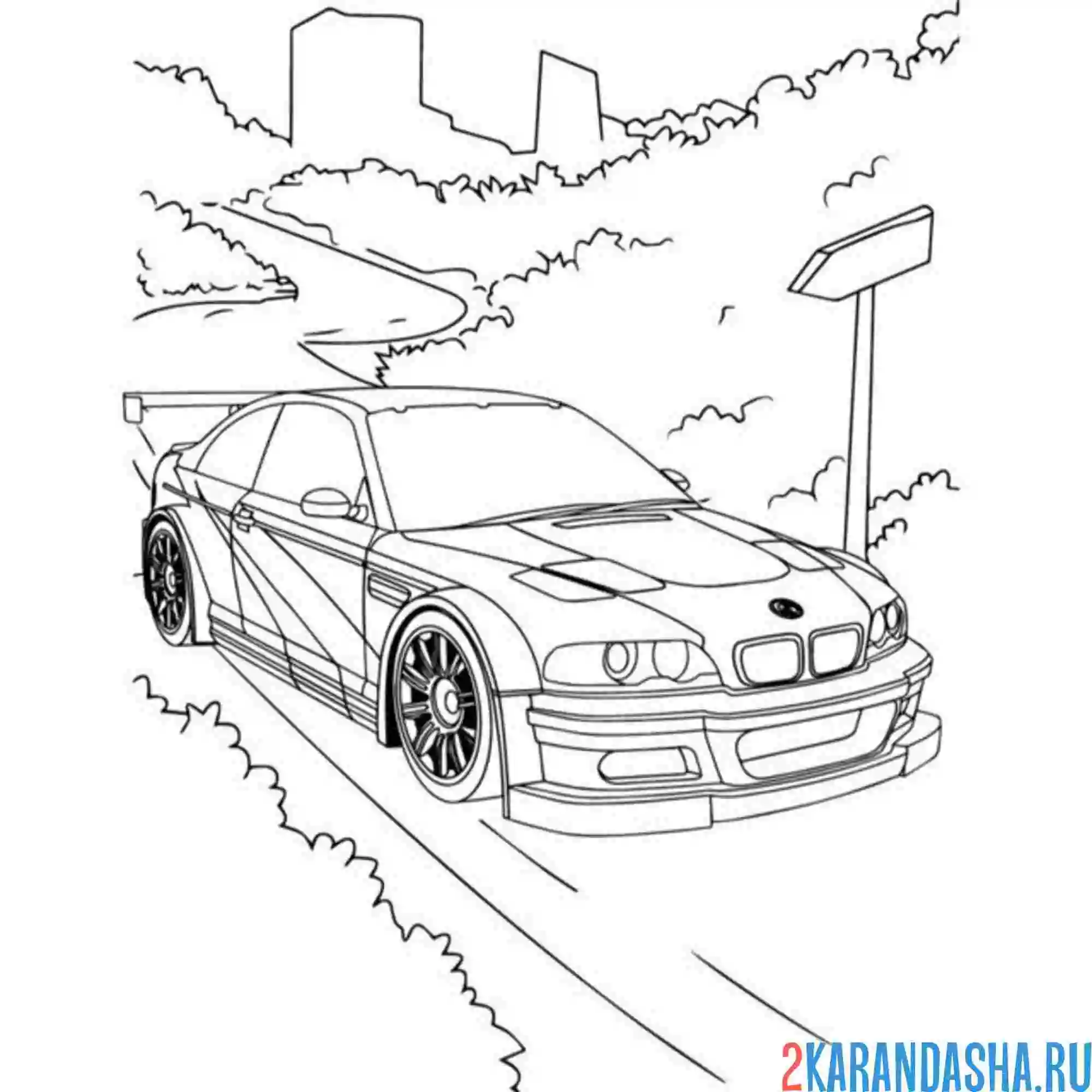 Раскраска спортивный автомобиль бмв