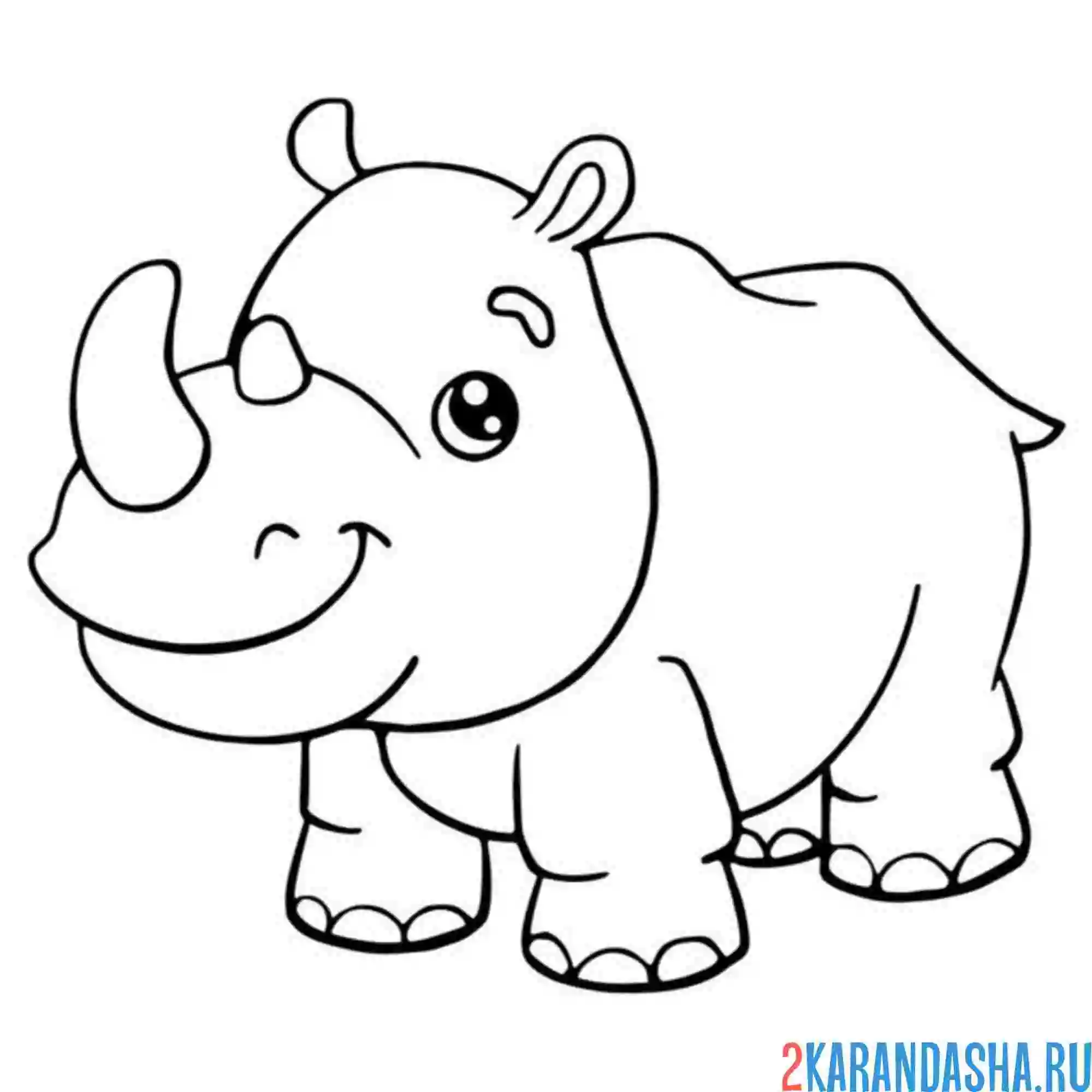 Раскраска прикольный носорог