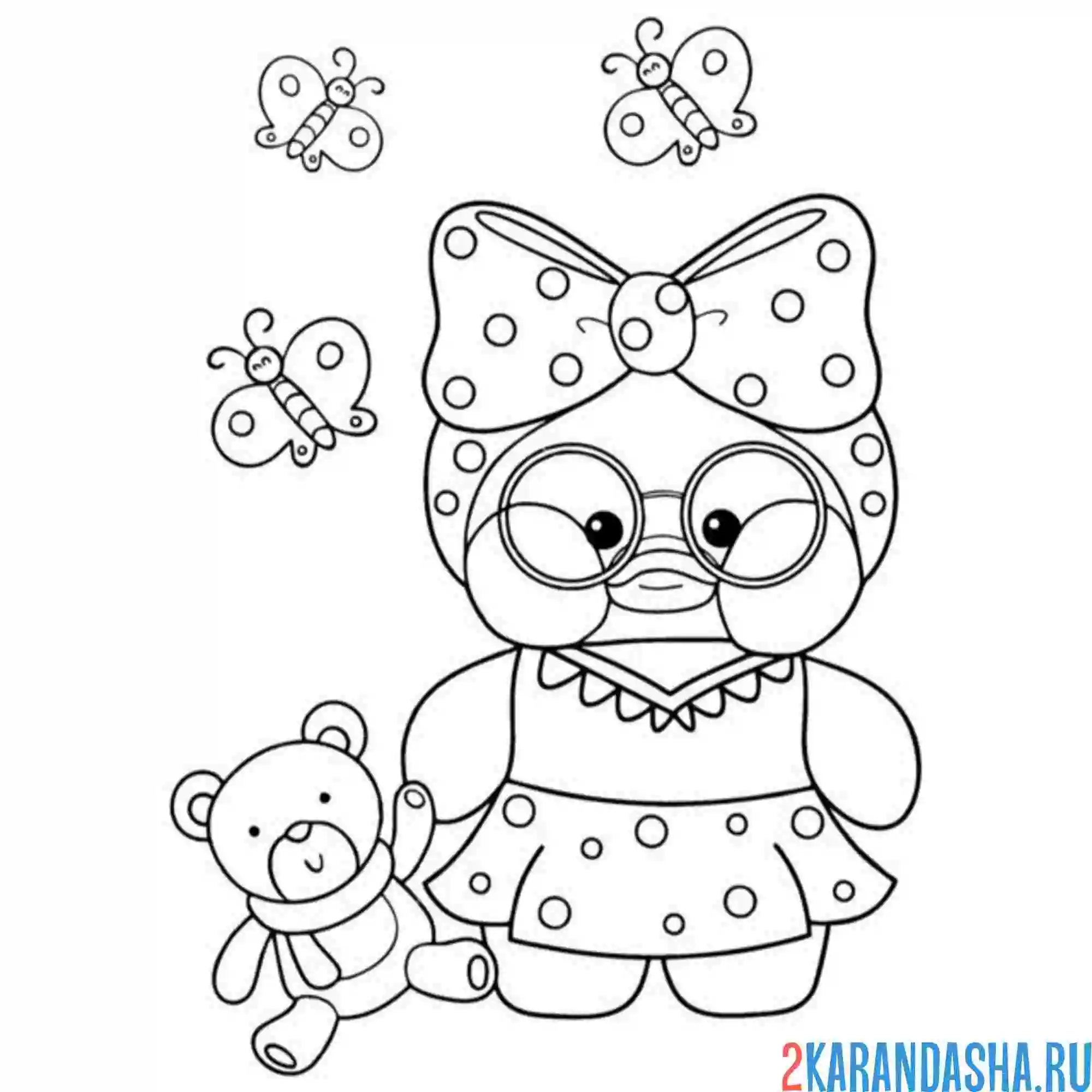 Раскраска уточка лалафанфан с игрушкой