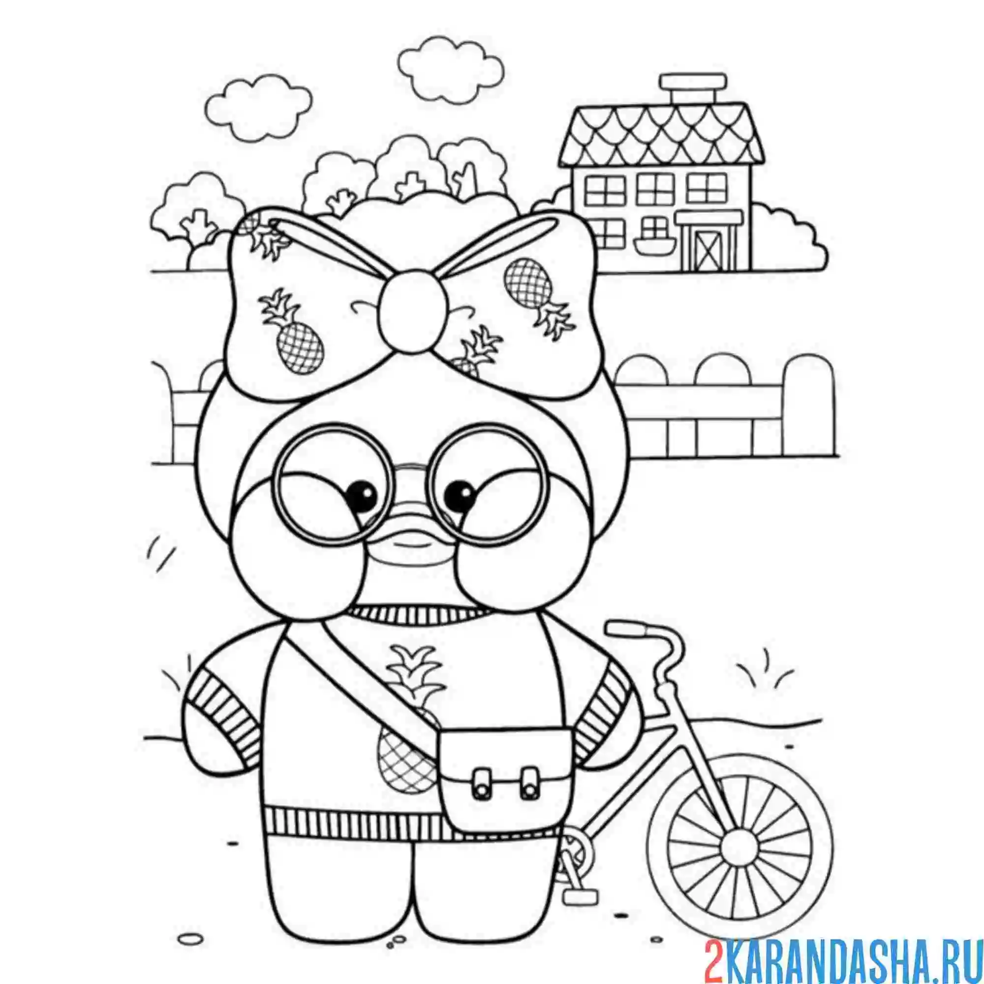 Раскраска уточка лалафанфан велосипед