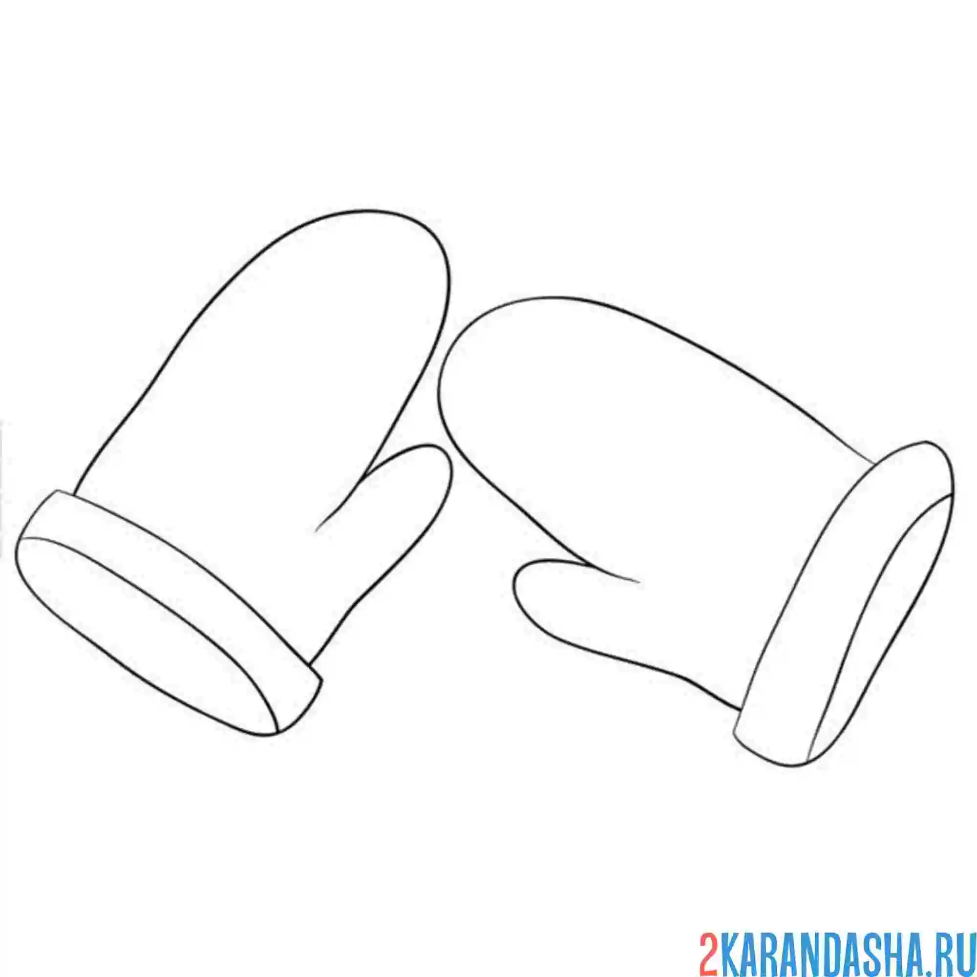 Раскраска две варежки без рисунка