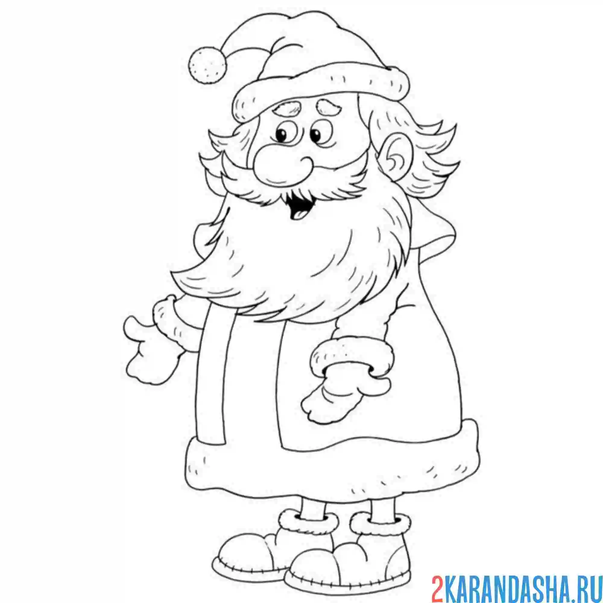 Раскраска дед мороз в варежка