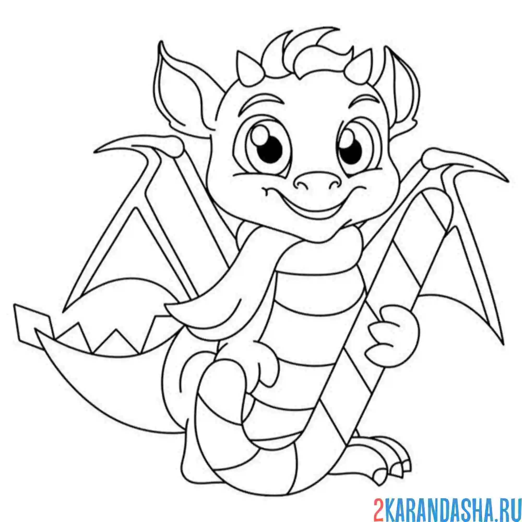 Раскраска дракон с леденцом