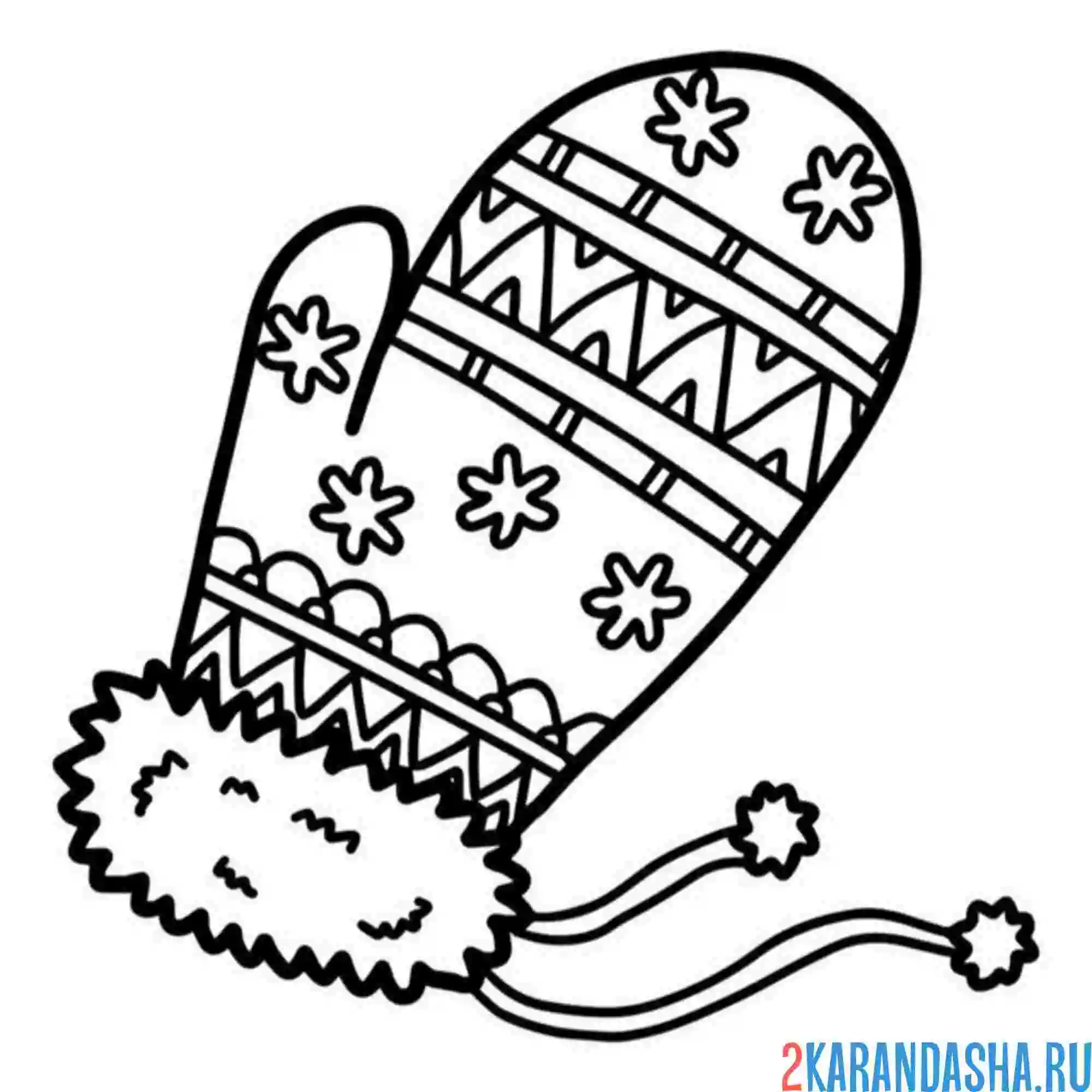 Раскраска варежка узор