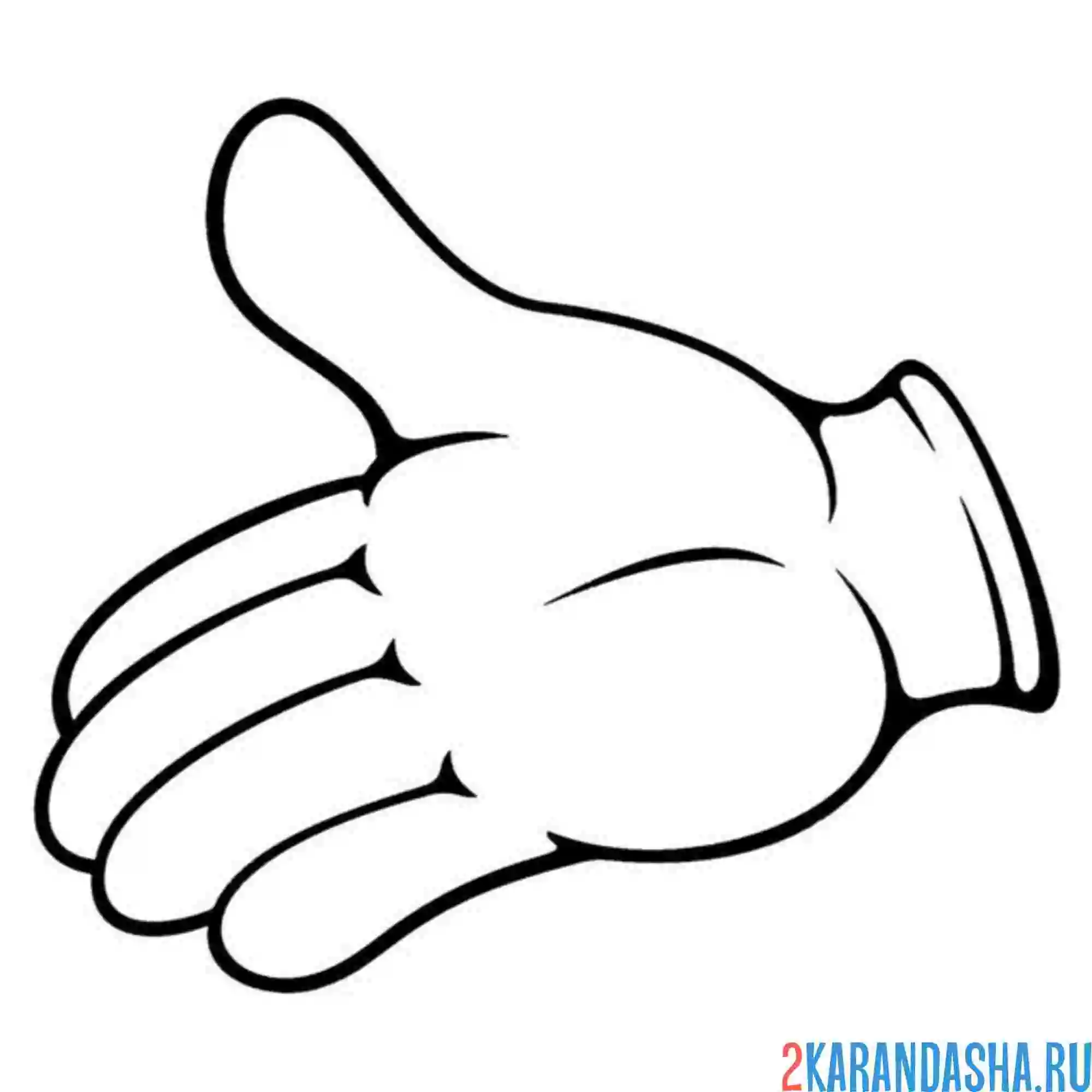 Раскраска мультяшная рука