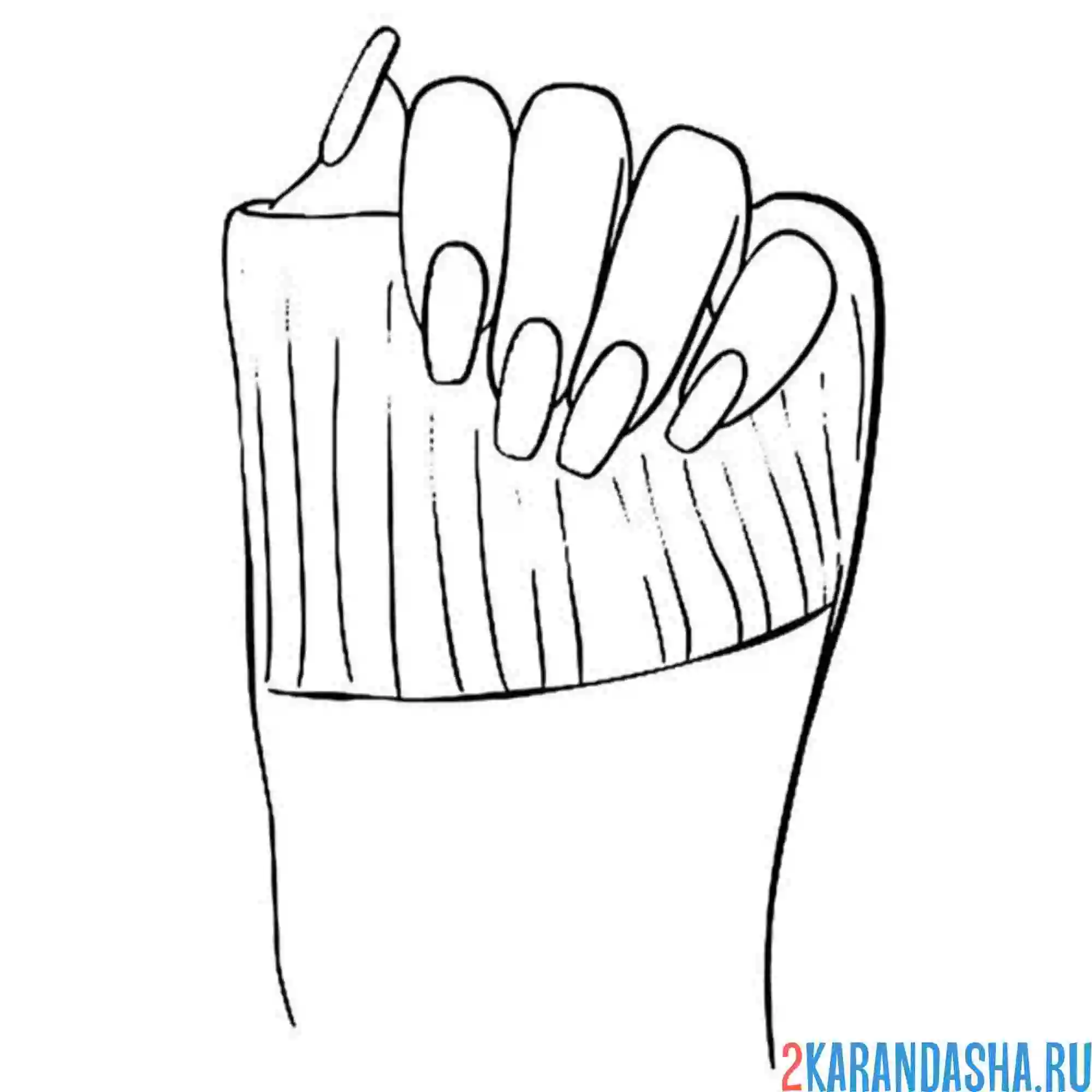 Раскраска рука длинные ногти