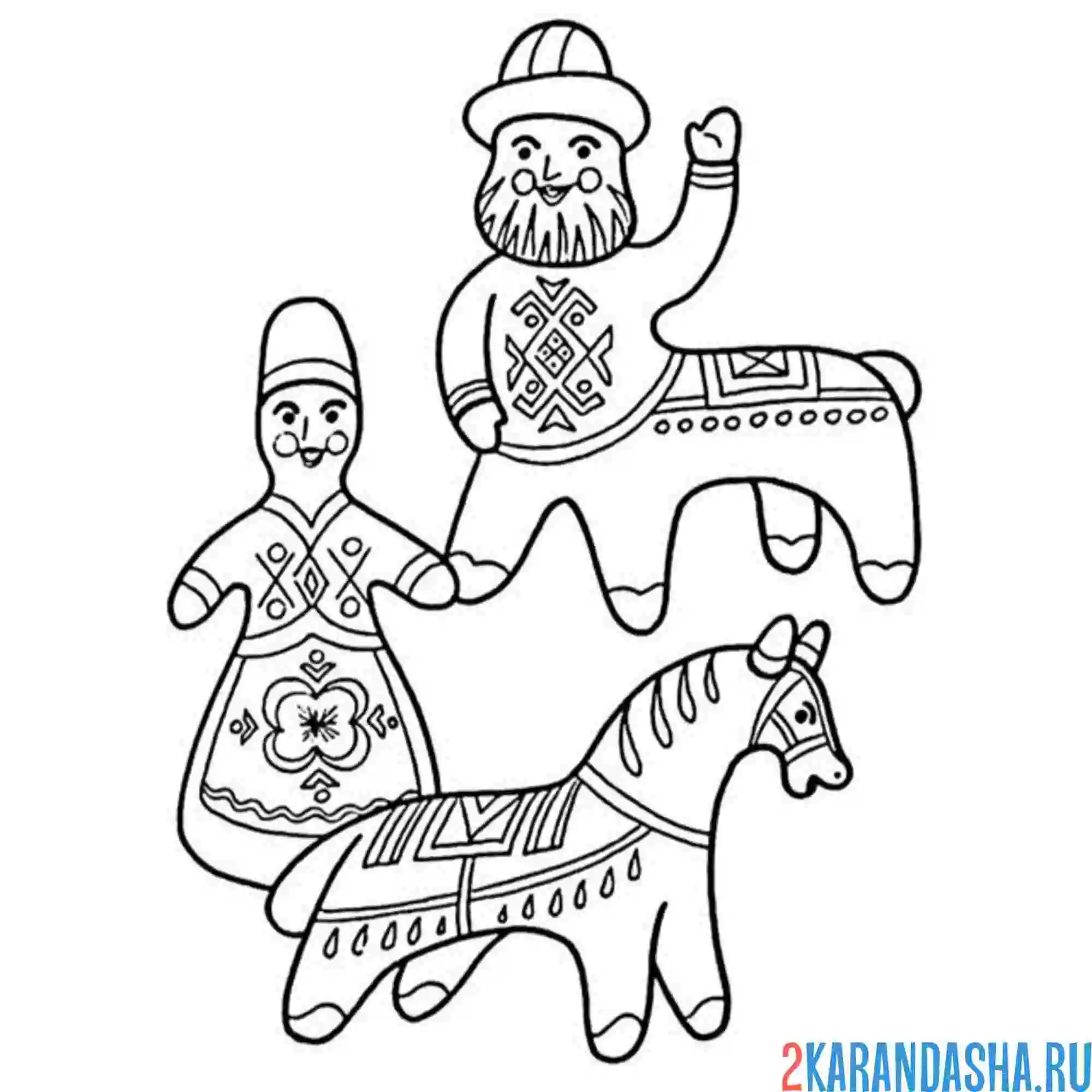 Раскраска каргопольская игрушка