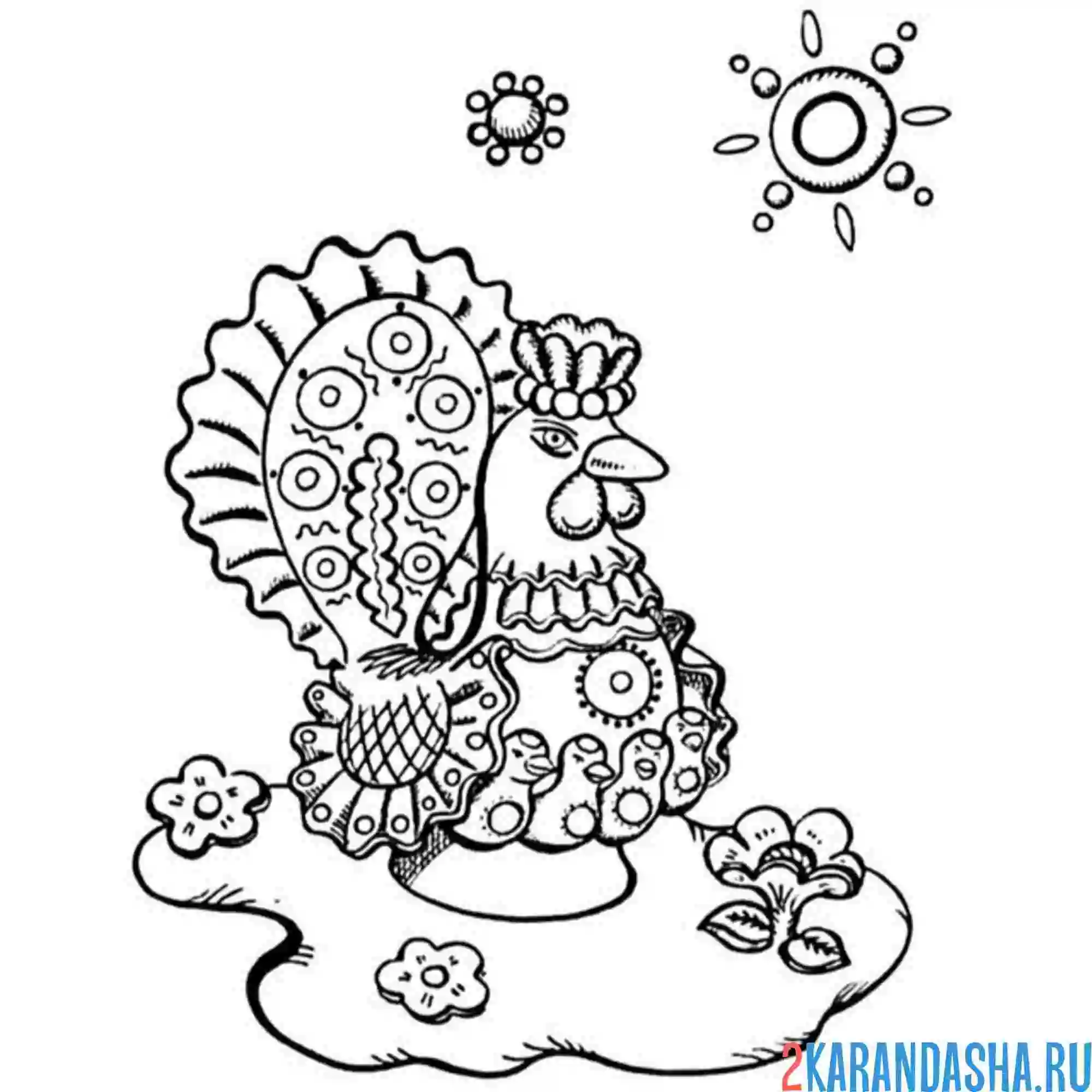 Раскраска индюшка дымковская игрушка