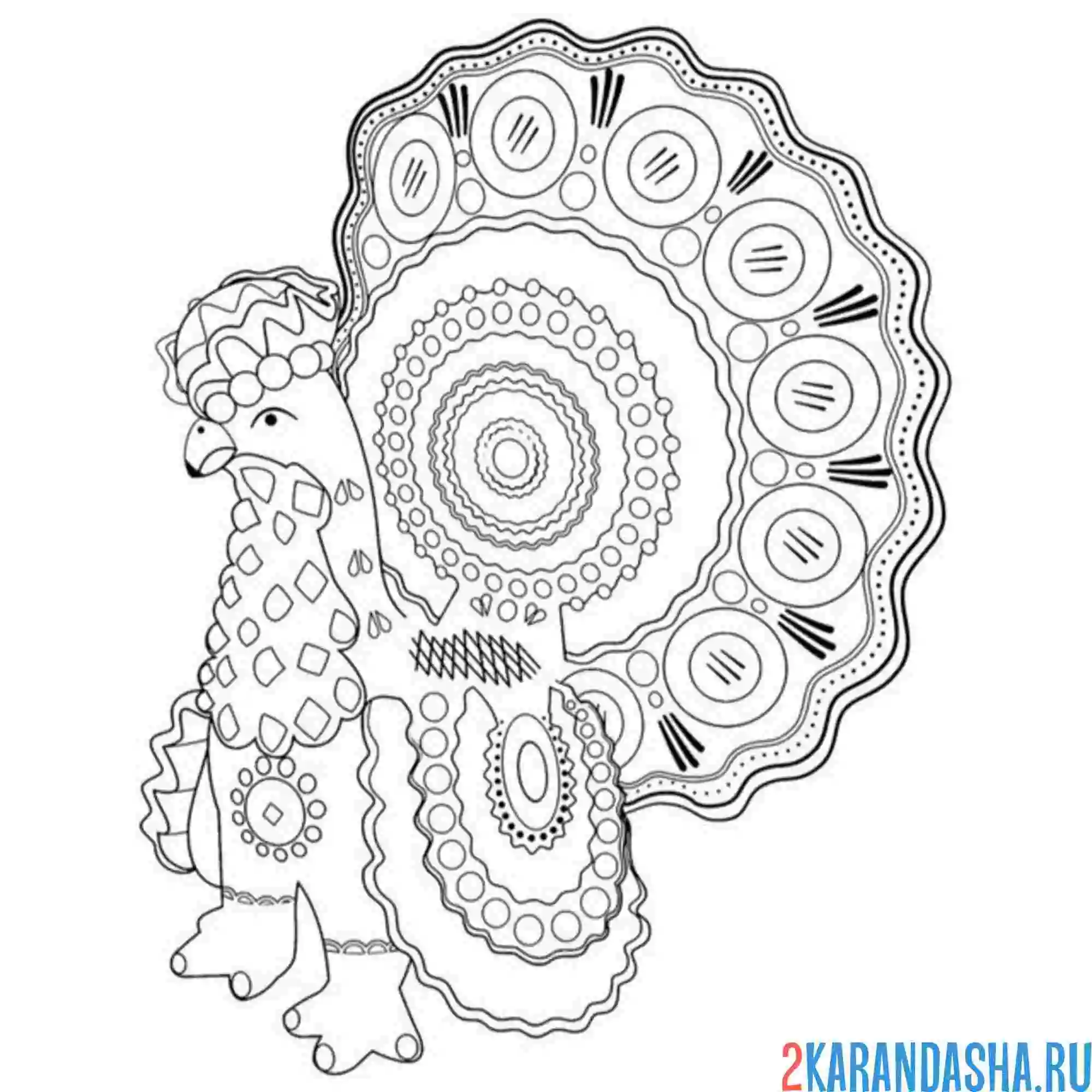 Раскраска птичка дымковская игрушка