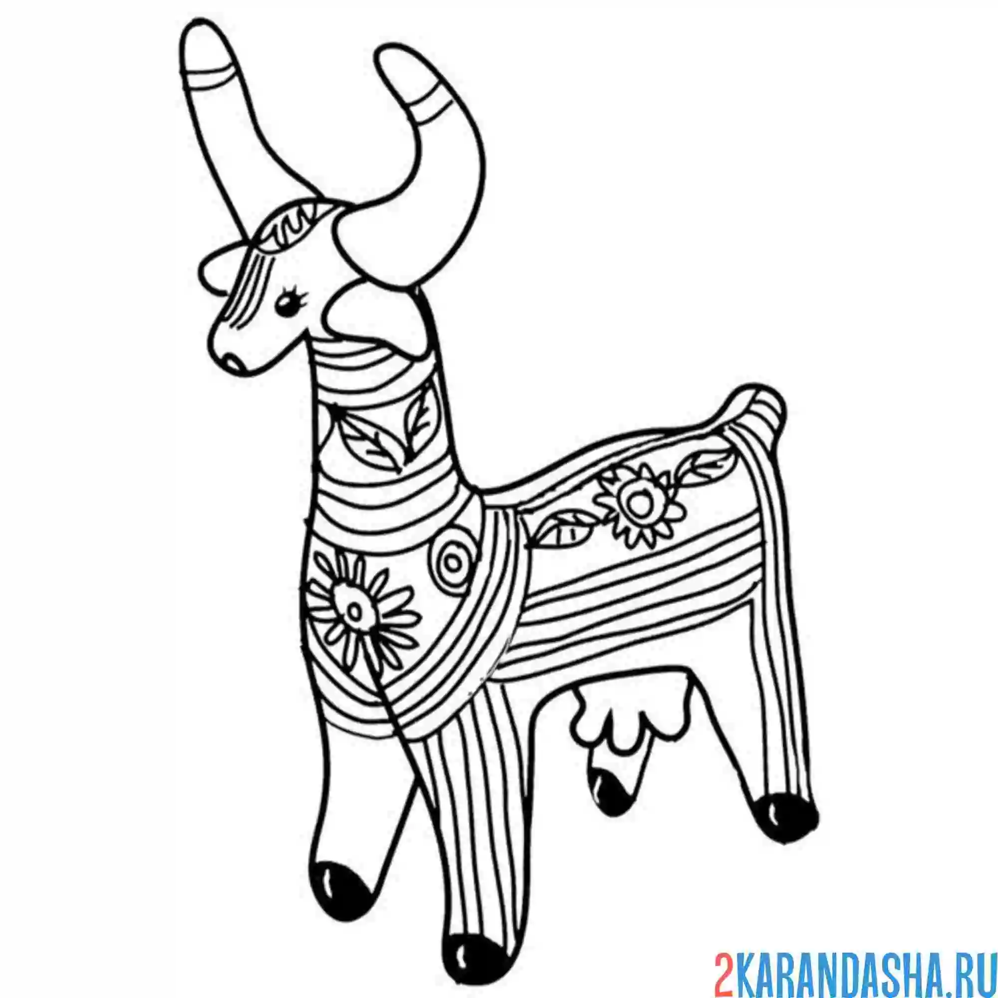 Раскраска дымковская игрушка корова