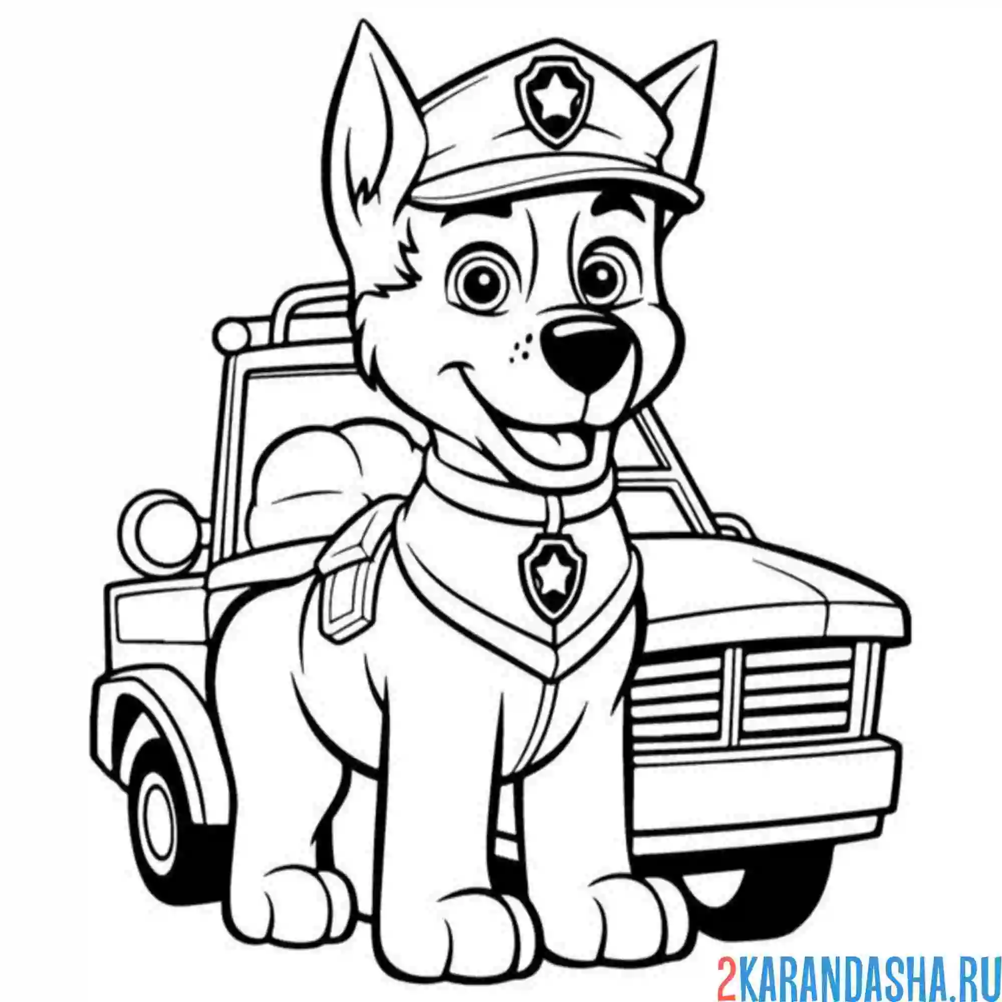 Раскраска гонщик полицейская машина