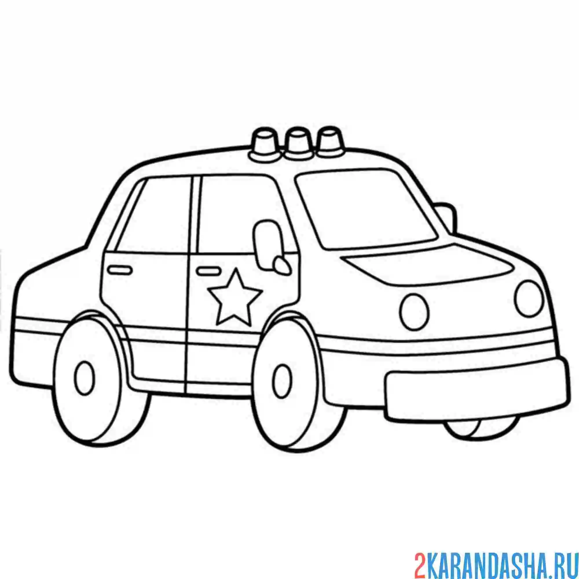 Раскраска простая полицейская машина