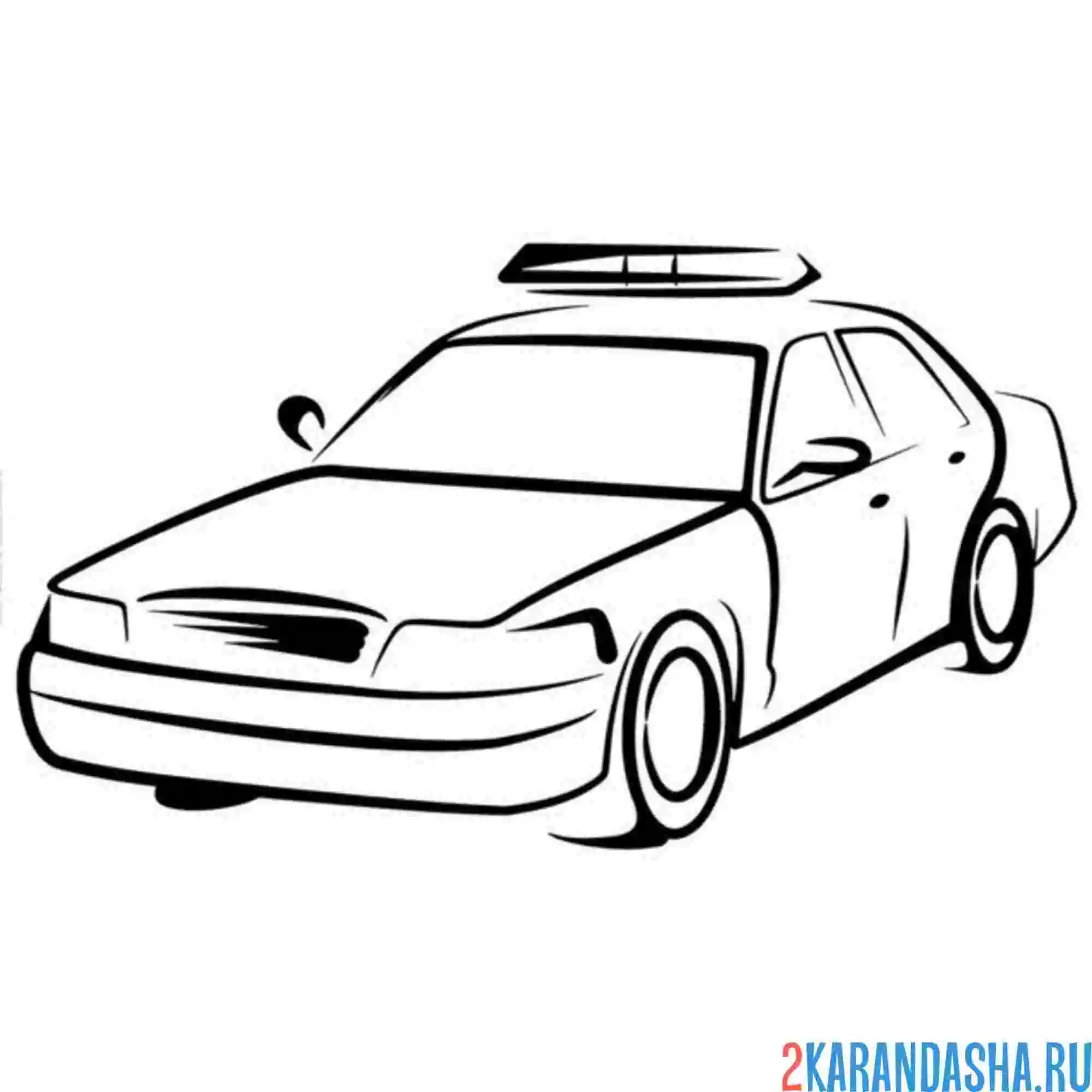 Раскраска рисунок полицейская машина