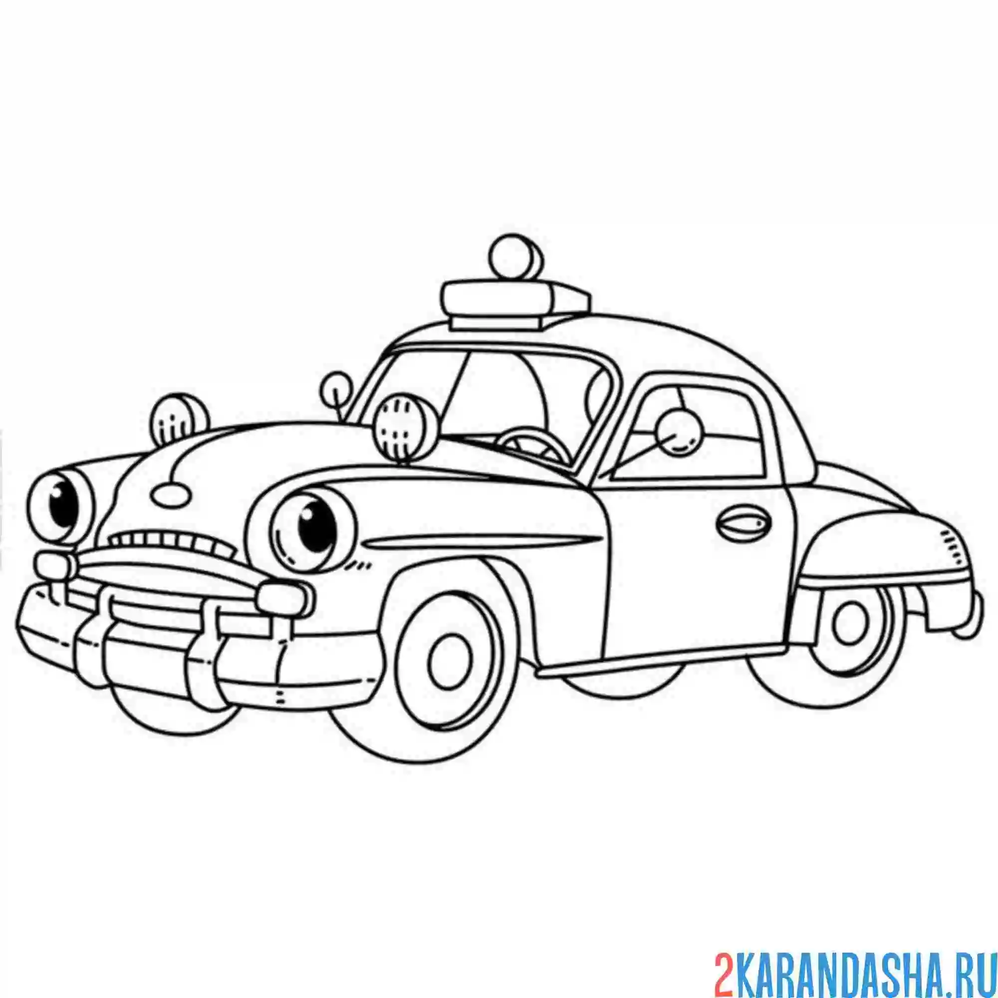 Раскраска полицейская машина раритет