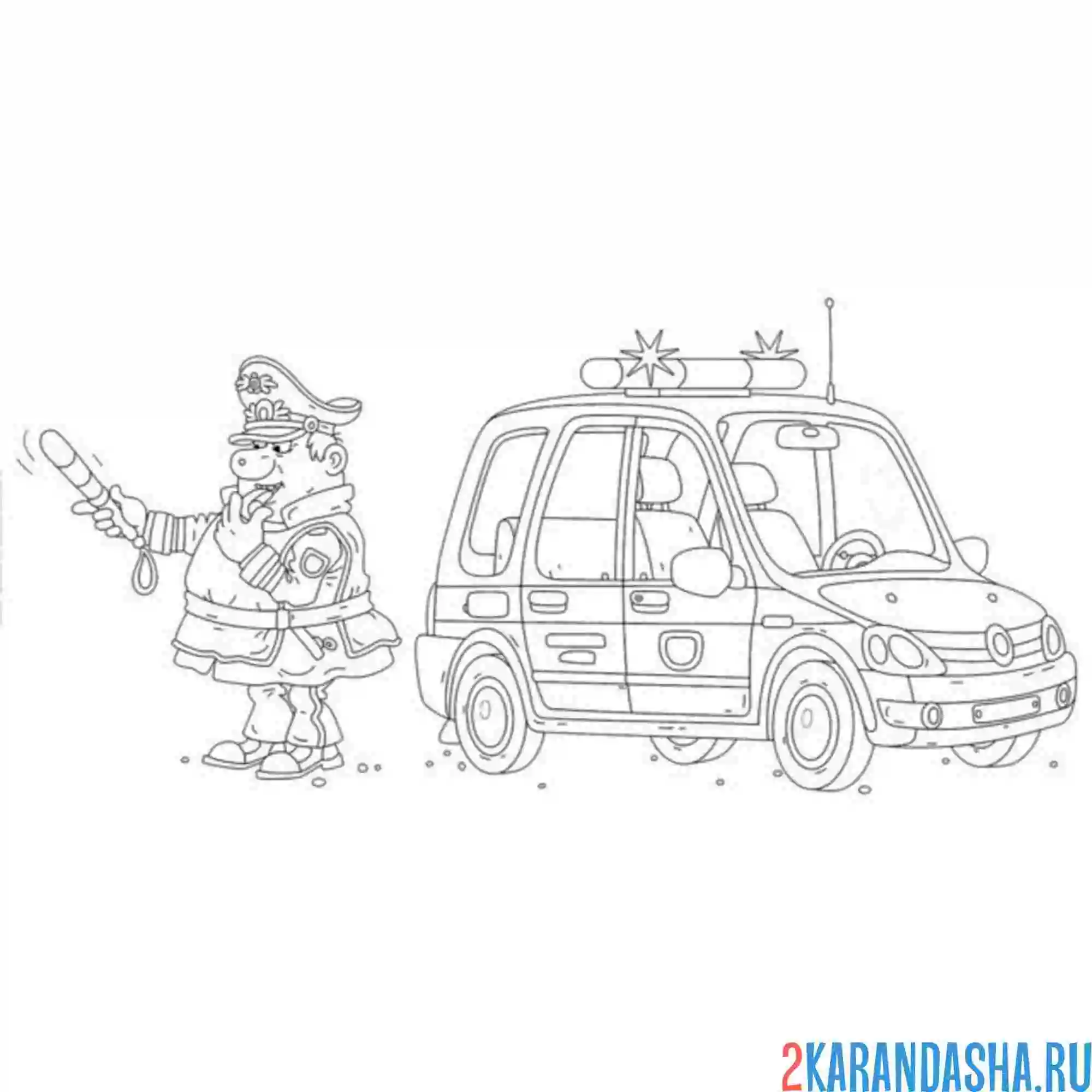 Раскраска полицейская машина дпс регулировщик