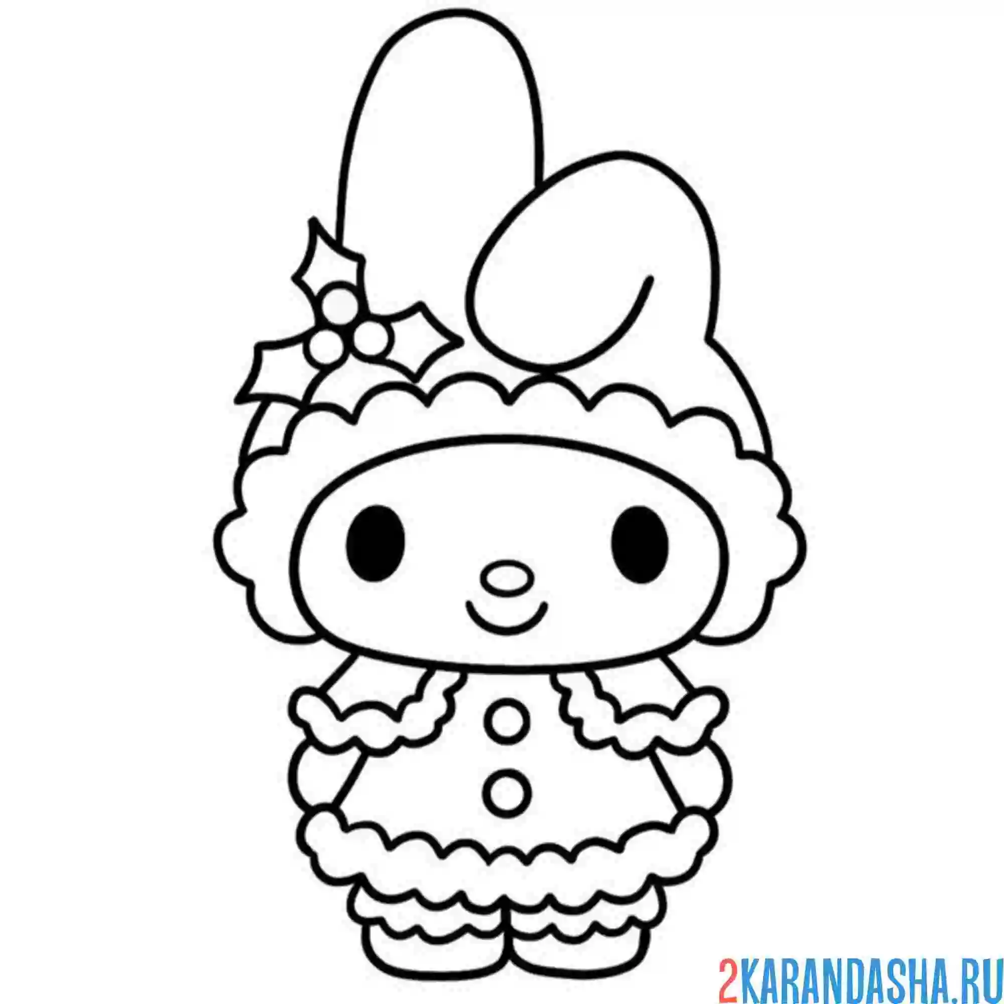 Раскраска май мелоди в новогоднем наряде