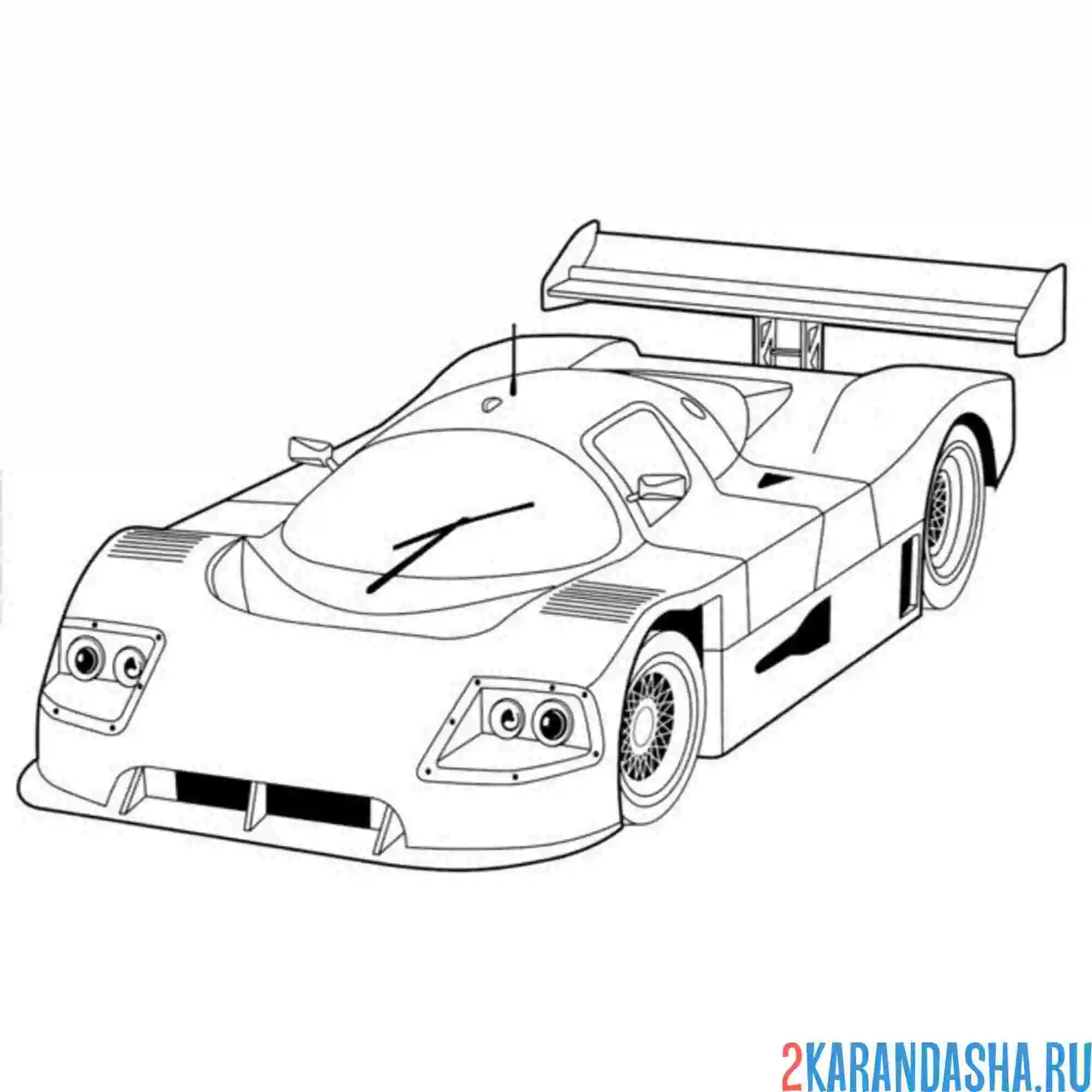 Раскраска гоночная машина кольцевые гонки