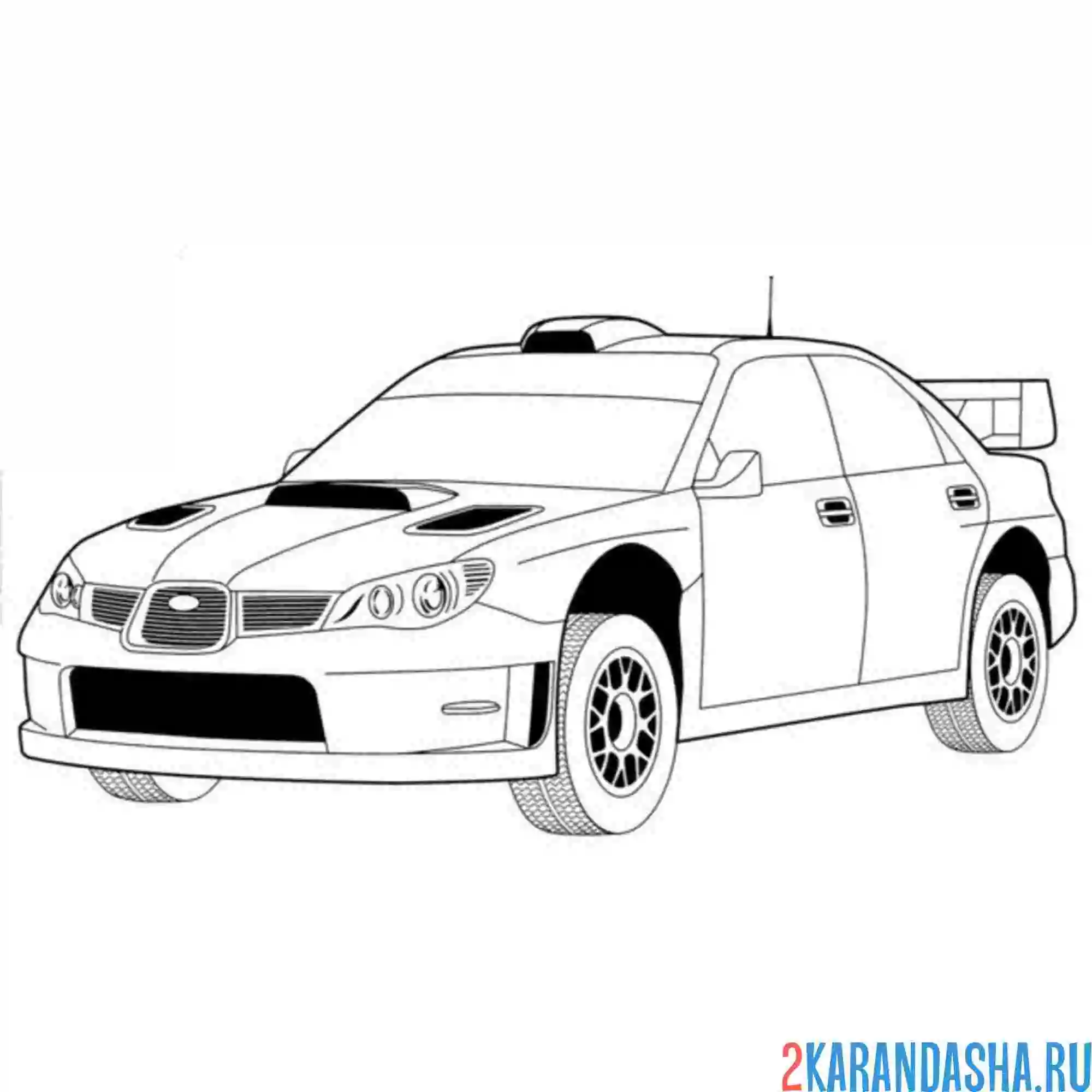 Раскраска субару гоночная машина